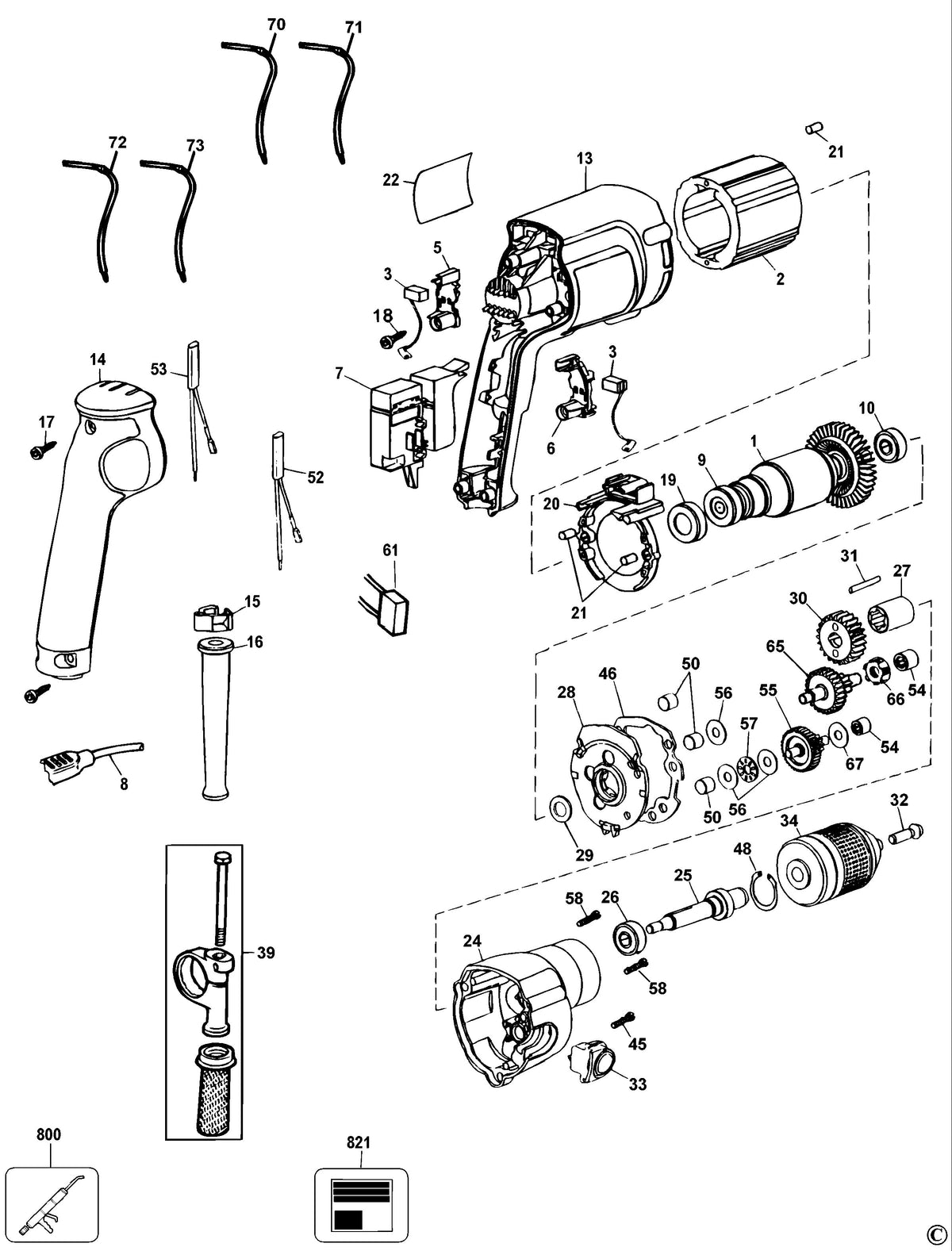 Vue éclatée DeWalt DW246 Type 4 - planche 1