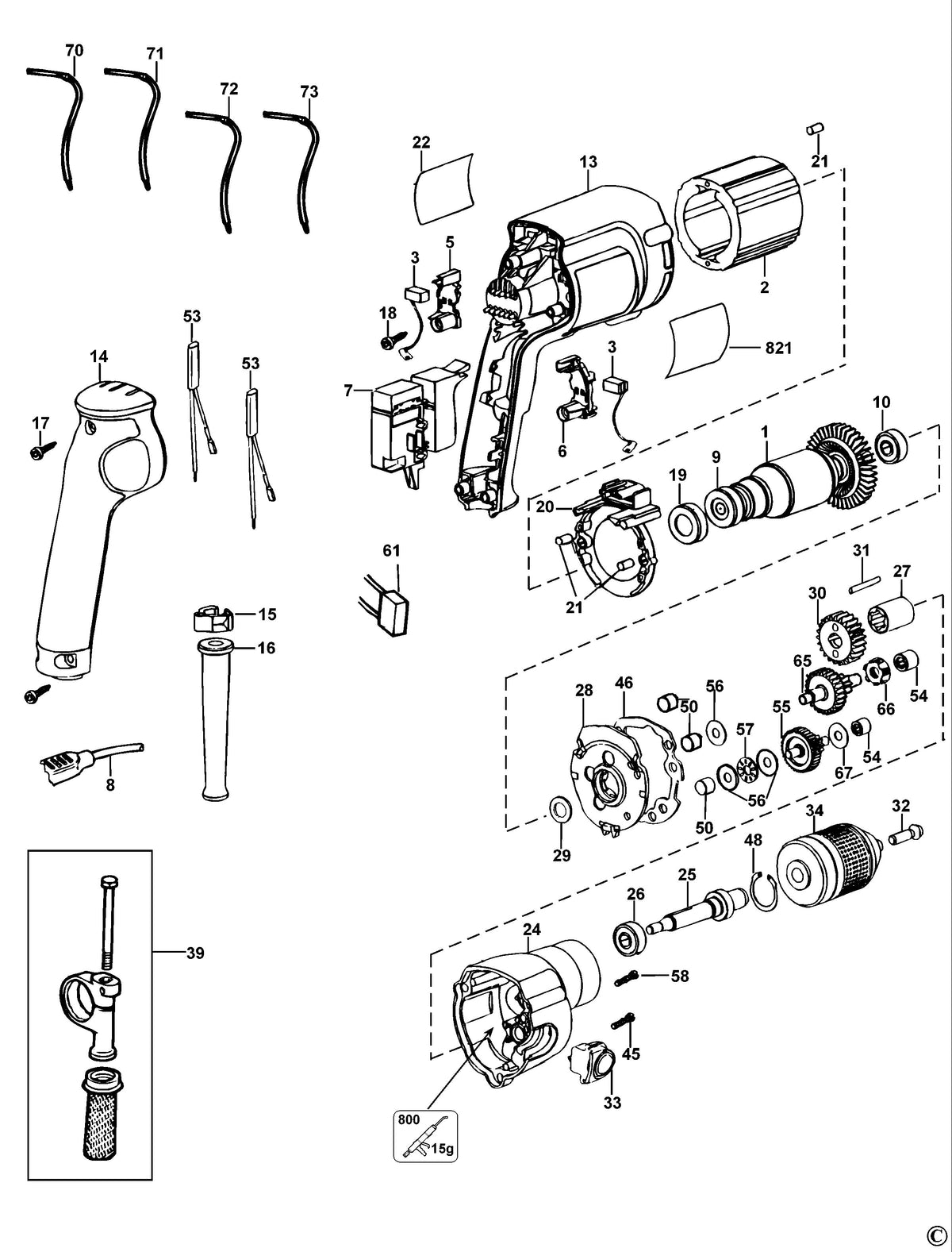 Vue éclatée DeWalt DW246 Type 5 - planche 1