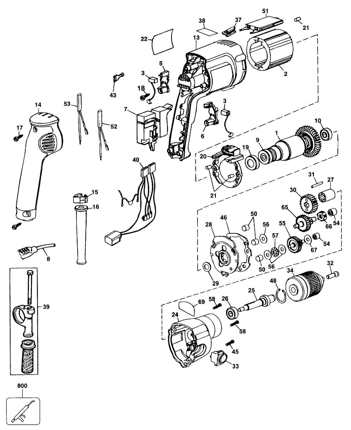 Vue éclatée DeWalt DW248 Type 1 - planche 1