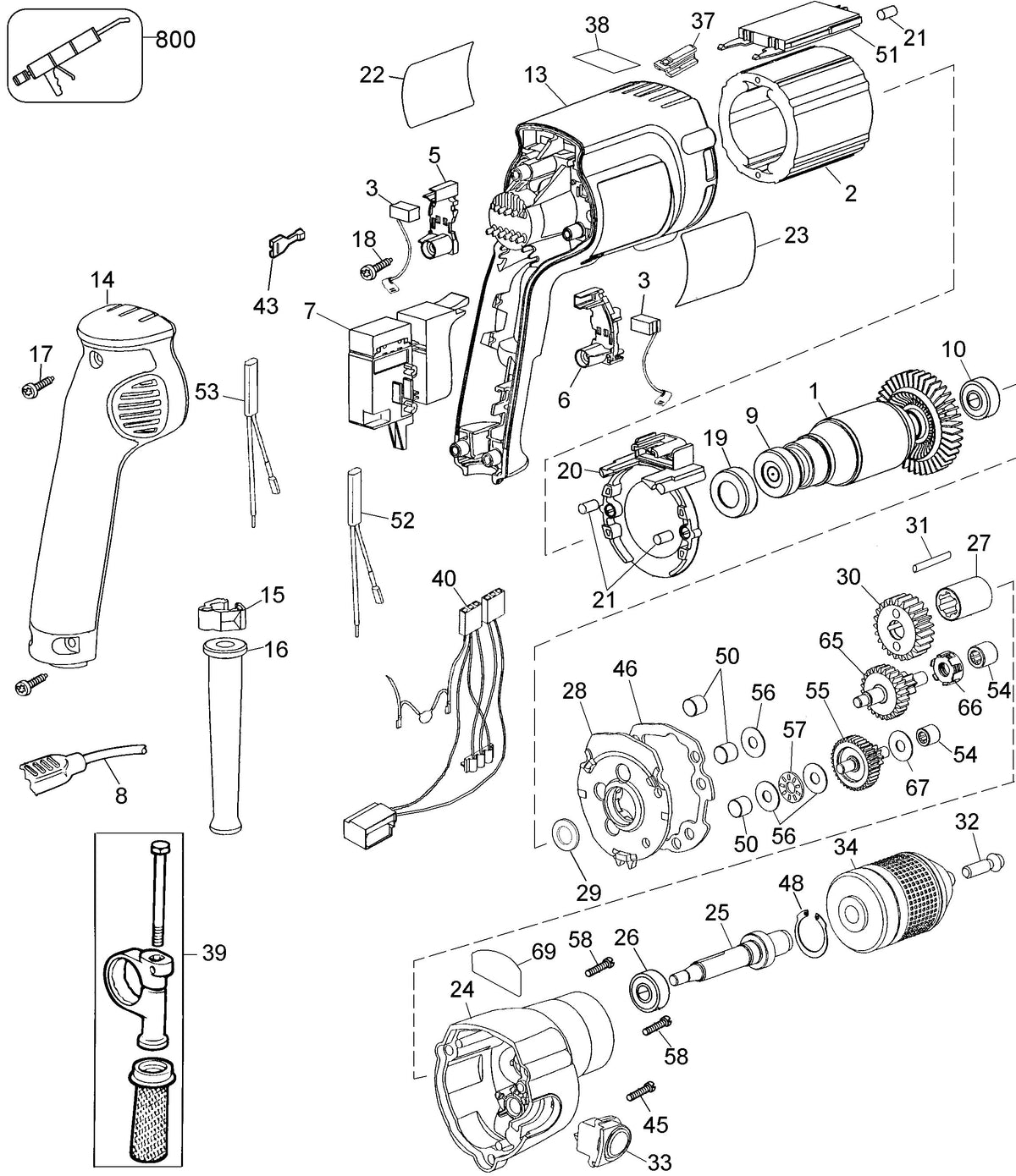 Vue éclatée DeWalt DW248 Type A1 - planche 1