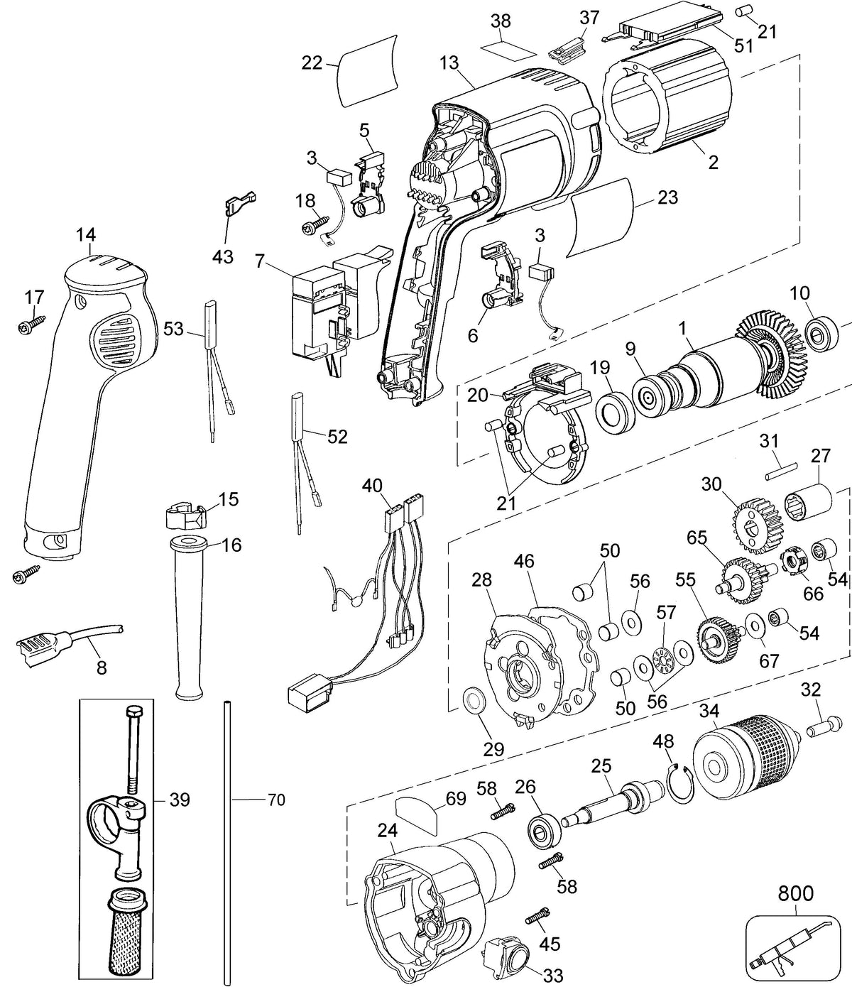 Vue éclatée DeWalt DW248 Type A2 - planche 1