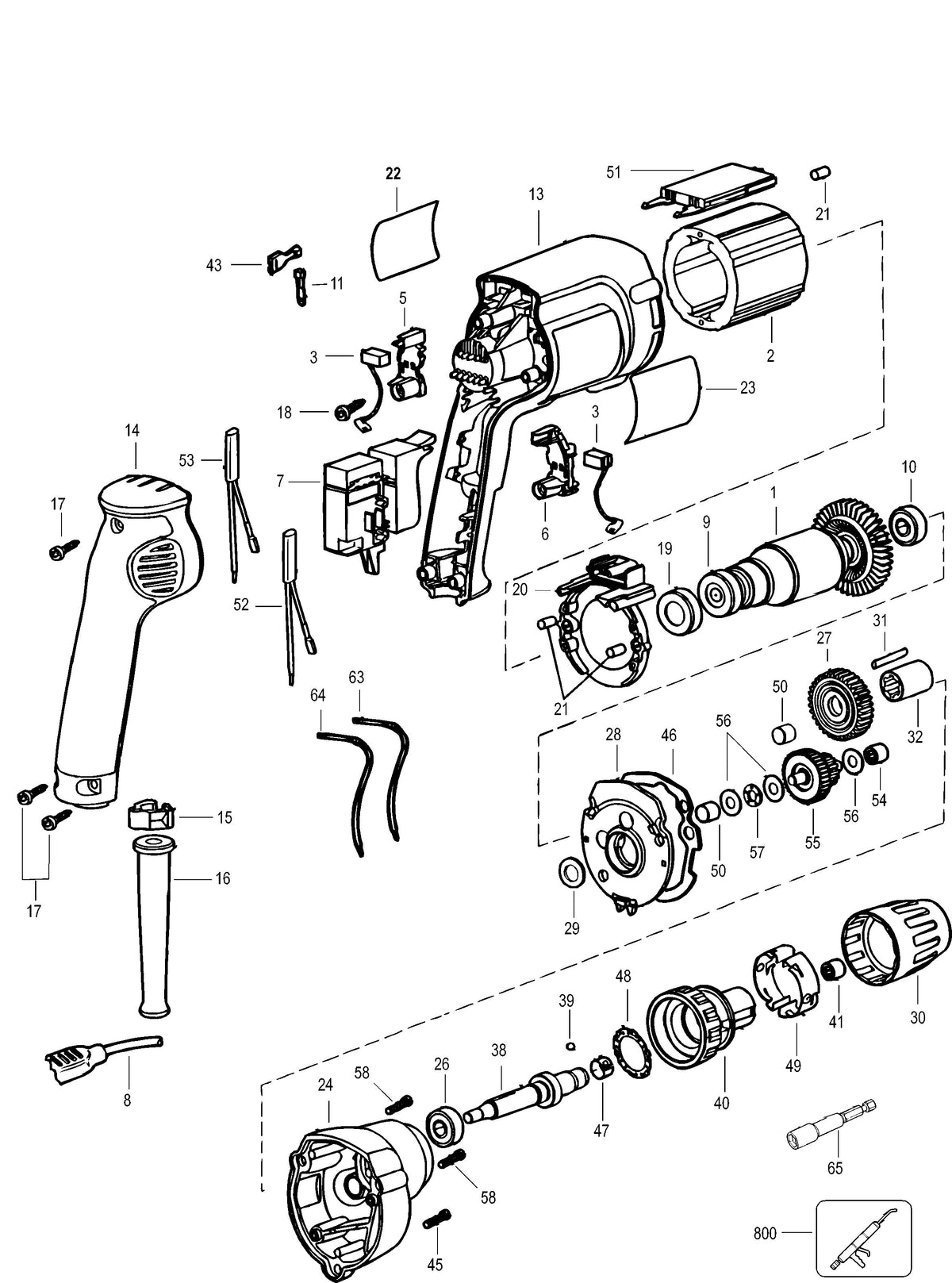 Vue éclatée DeWalt DW253 Type 1 - planche 1