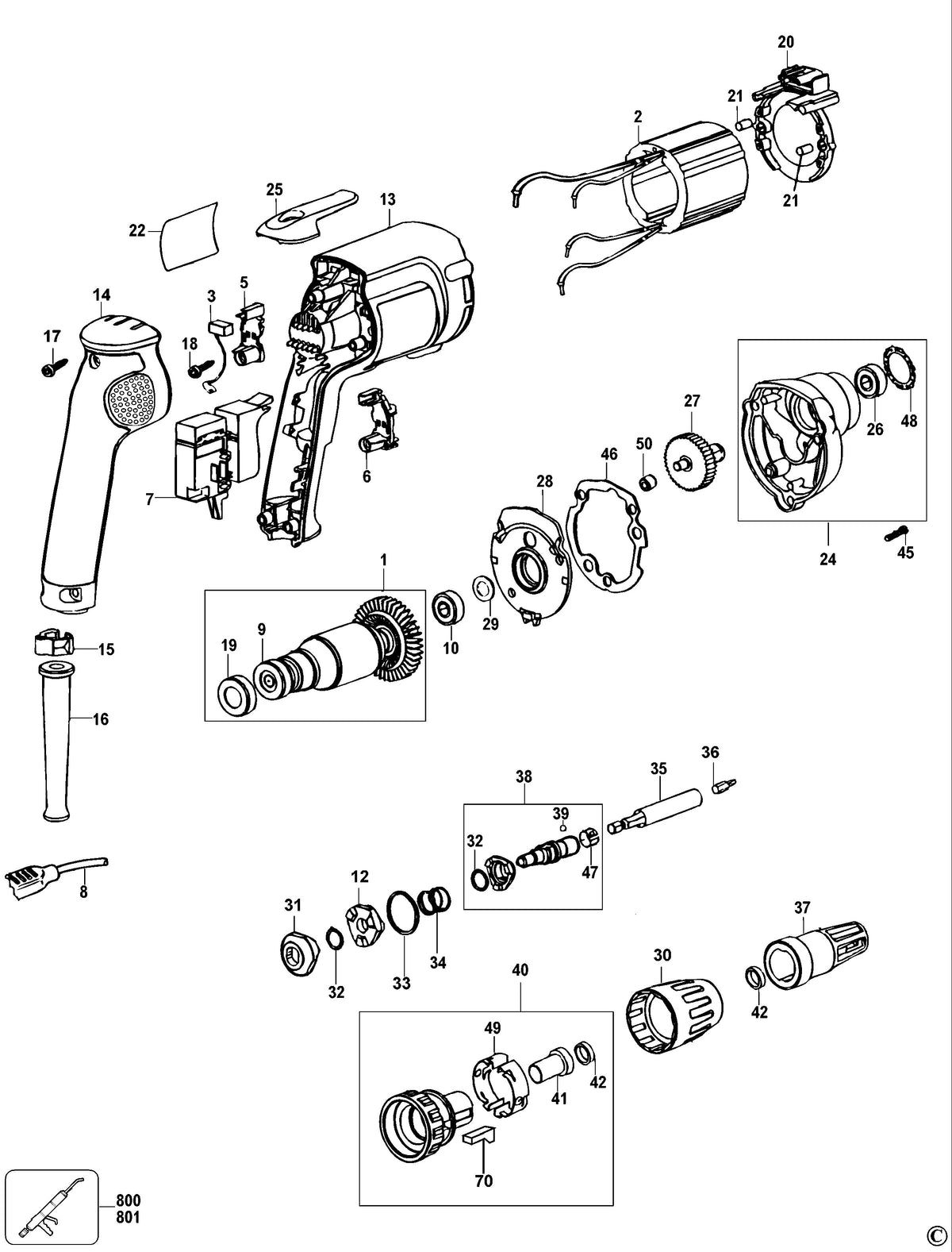 Vue éclatée DeWalt DW255 Type 3 - planche 1
