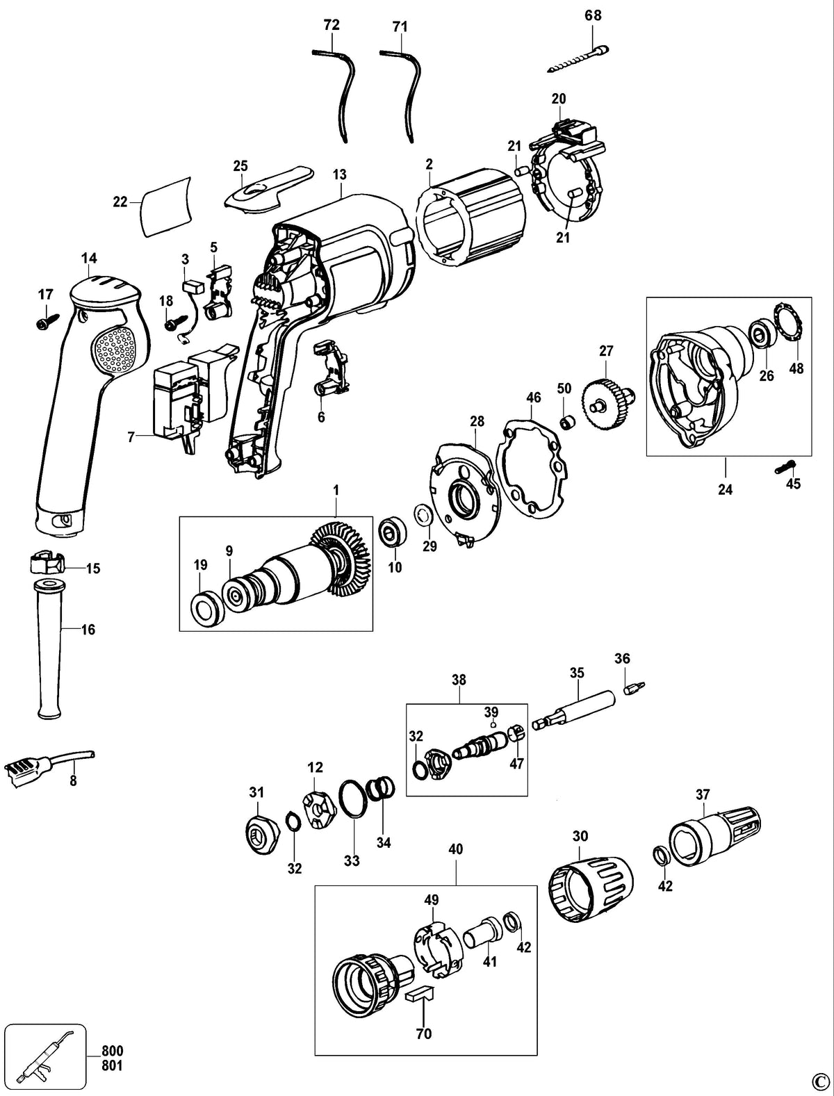 Vue éclatée DeWalt DW255 Type 2 - planche 1
