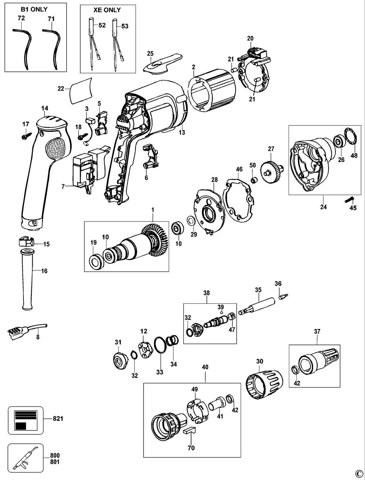 Vue éclatée DeWalt DW256 Type 2 - planche 1