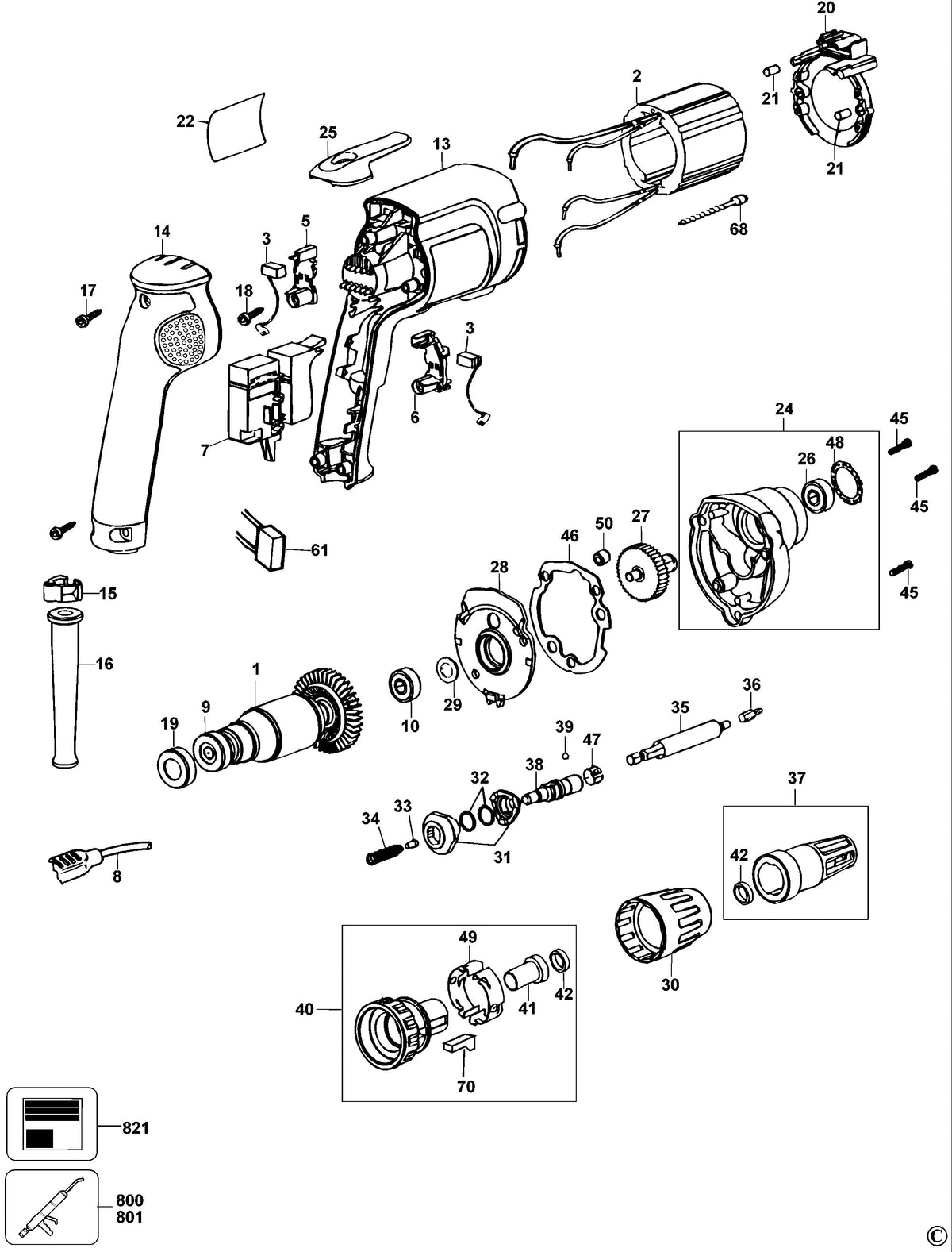Vue éclatée DeWalt DW274K Type 3 - planche 1