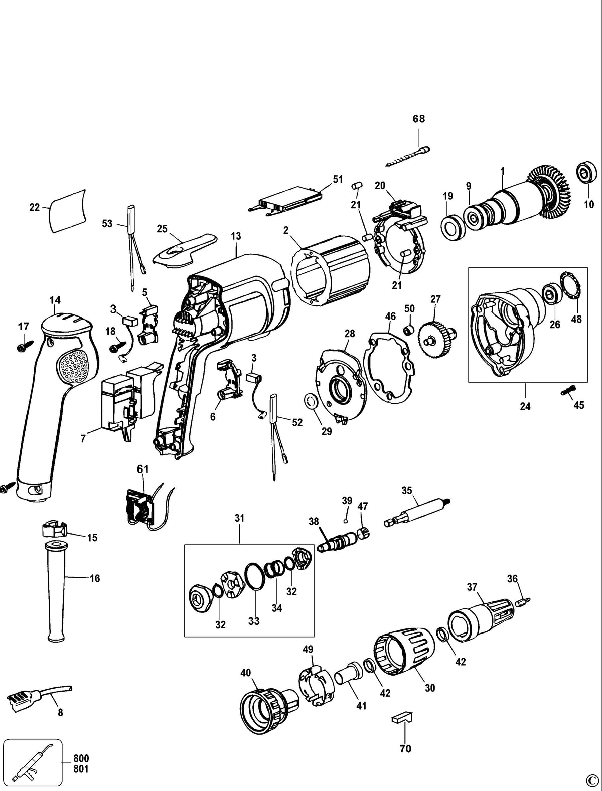 Vue éclatée DeWalt DW274KN Type 2 - planche 1