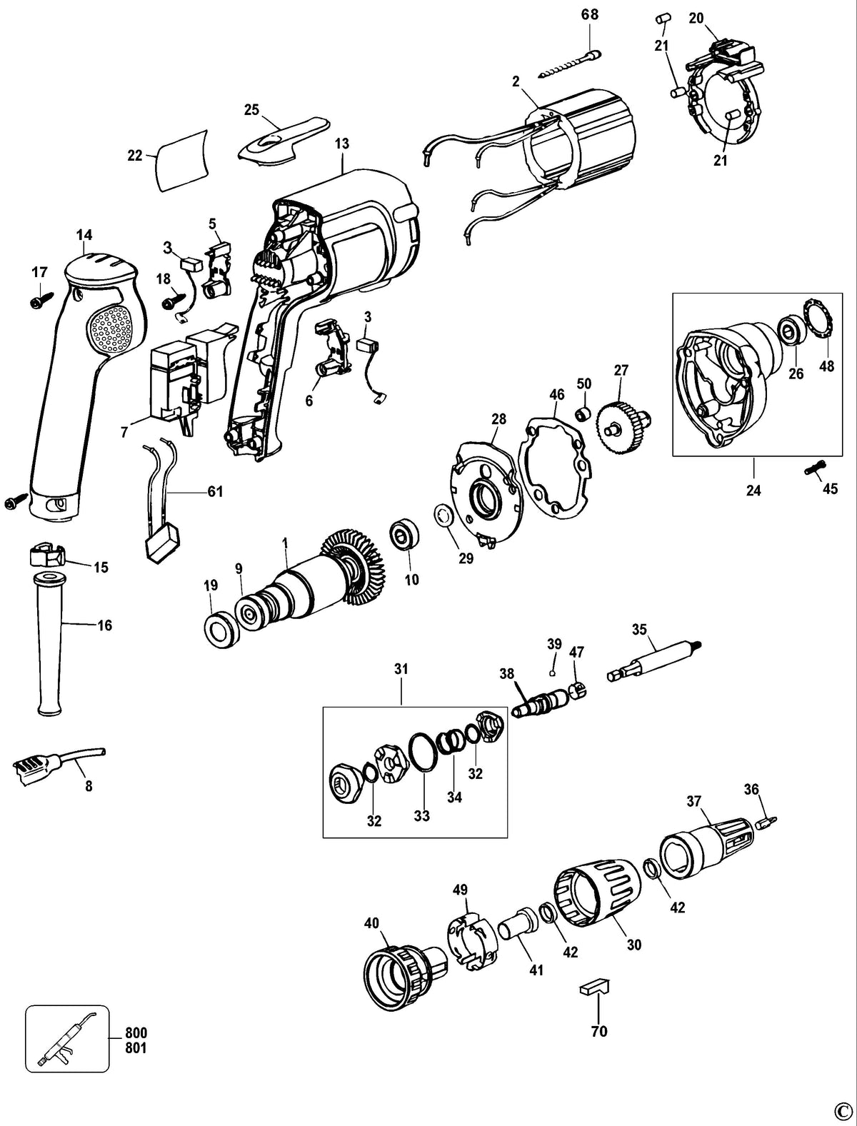 Vue éclatée DeWalt DW274KN Type 3 - planche 1