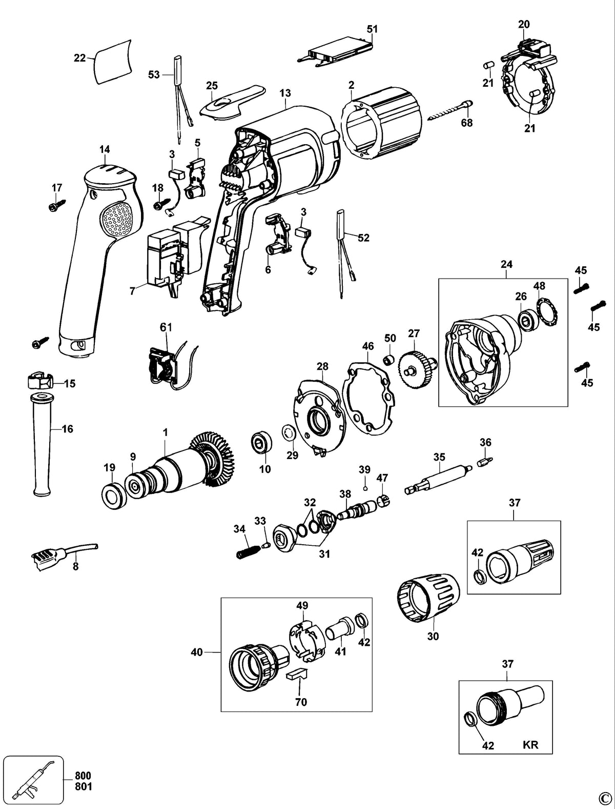 Vue éclatée DeWalt DW275K Type 1 - planche 1