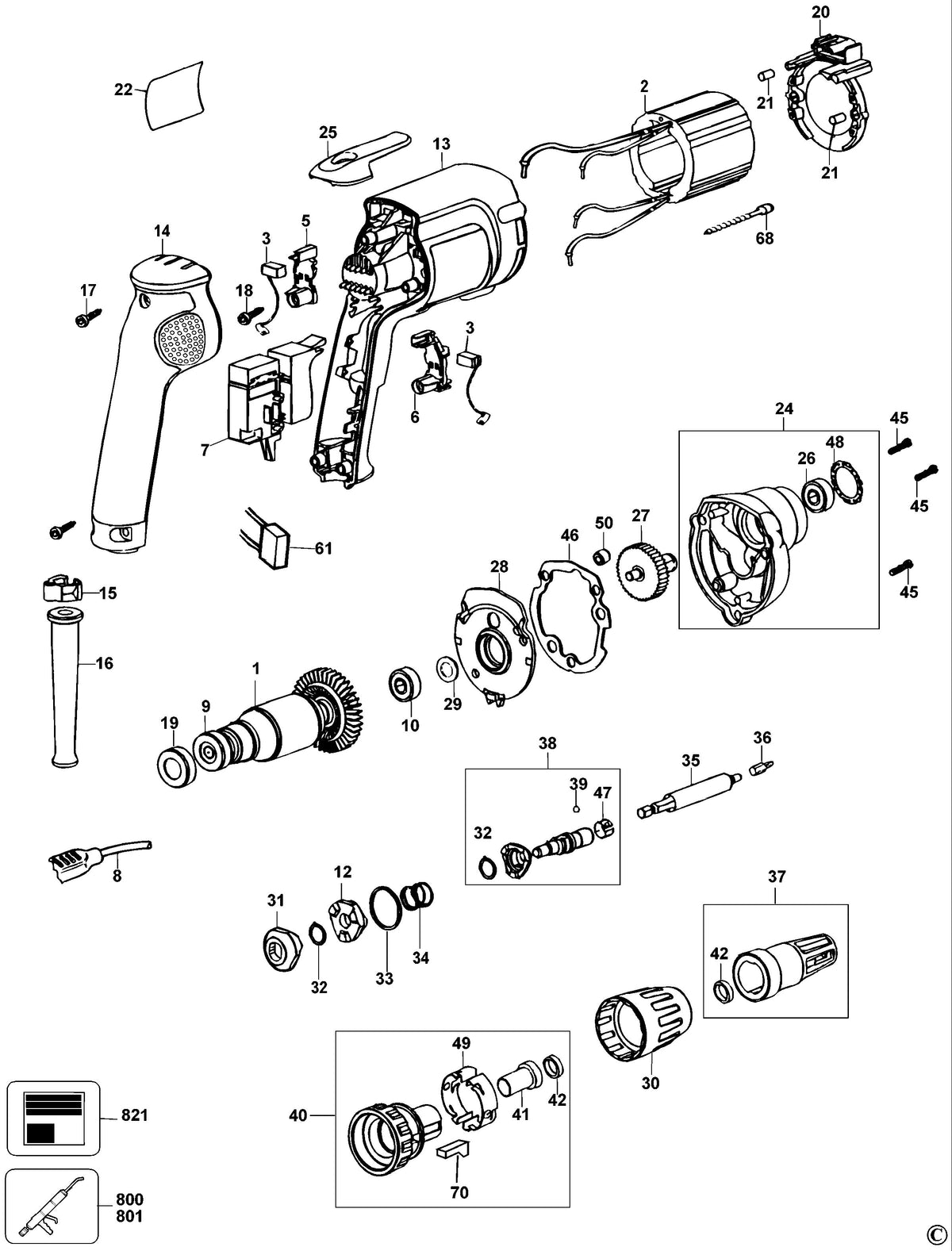 Vue éclatée DeWalt DW275KN Type 2 - planche 1