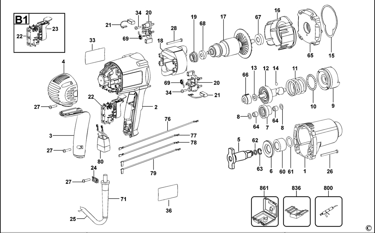 Vue éclatée DeWalt DW293 Type 1 - planche 1