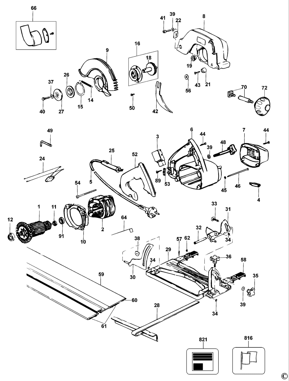 Vue éclatée DeWalt DW351 Type 7 - planche 1