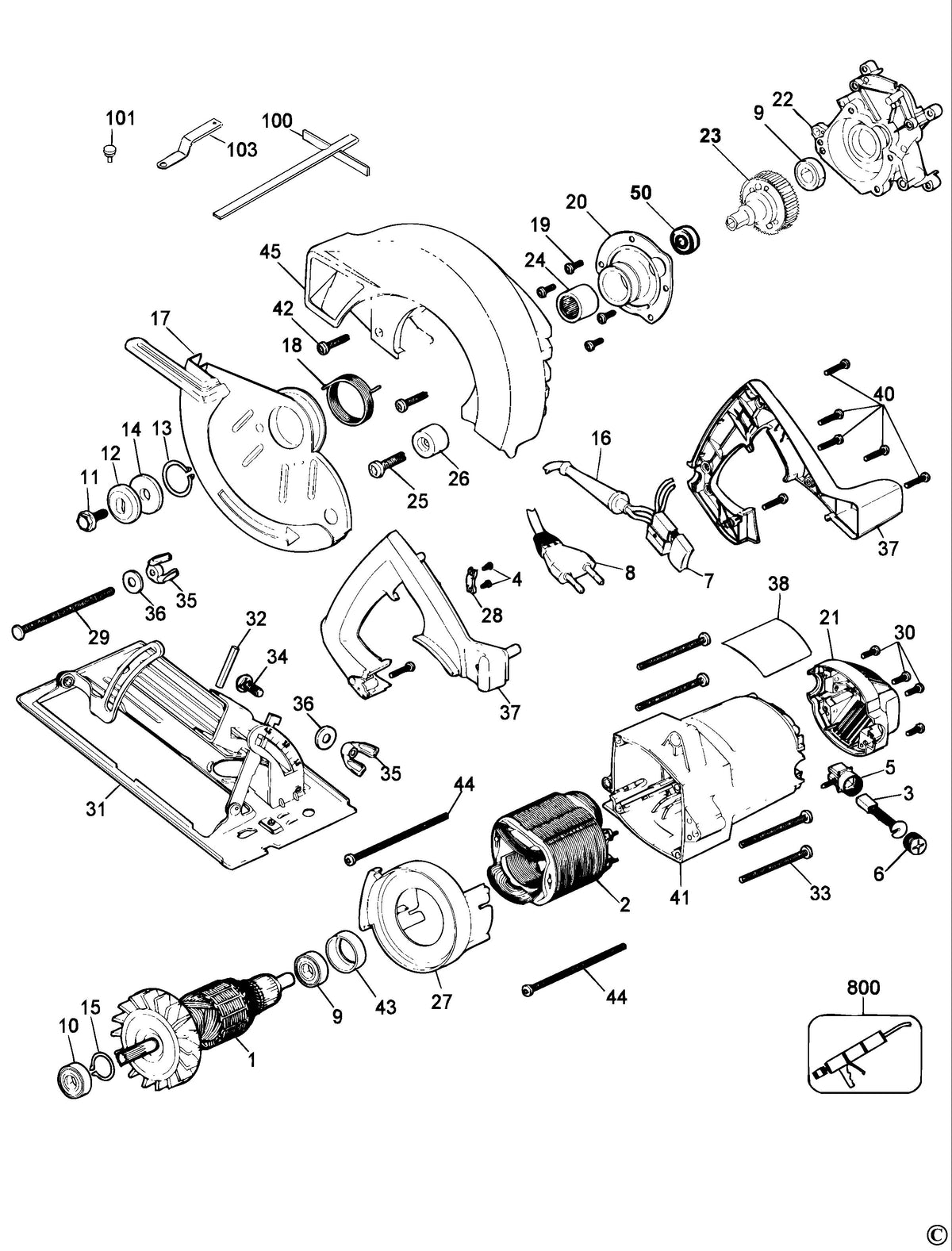 Vue éclatée DeWalt DW352 Type 3 - planche 1