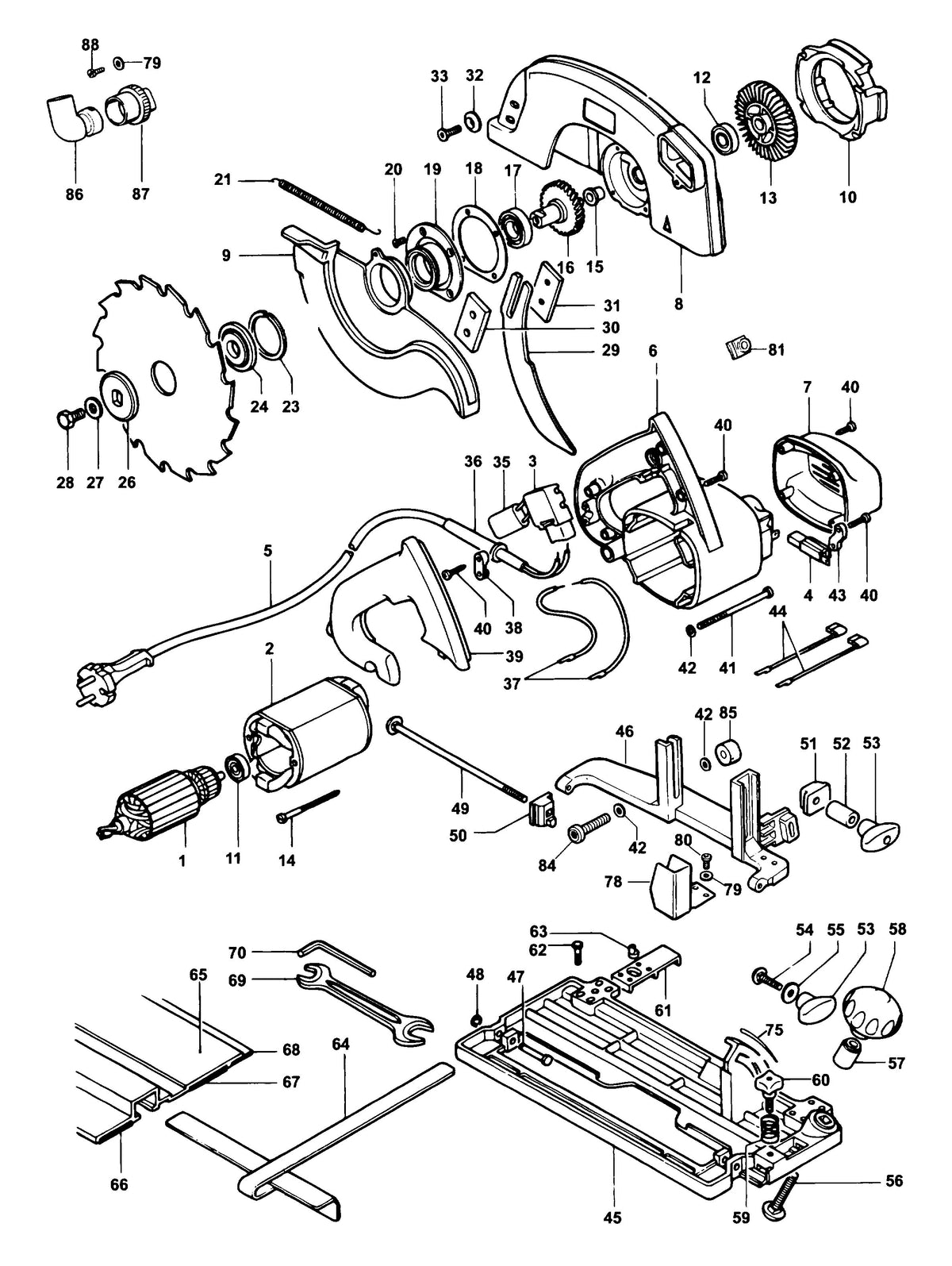 Vue éclatée DeWalt DW365 Type 4 - planche 1