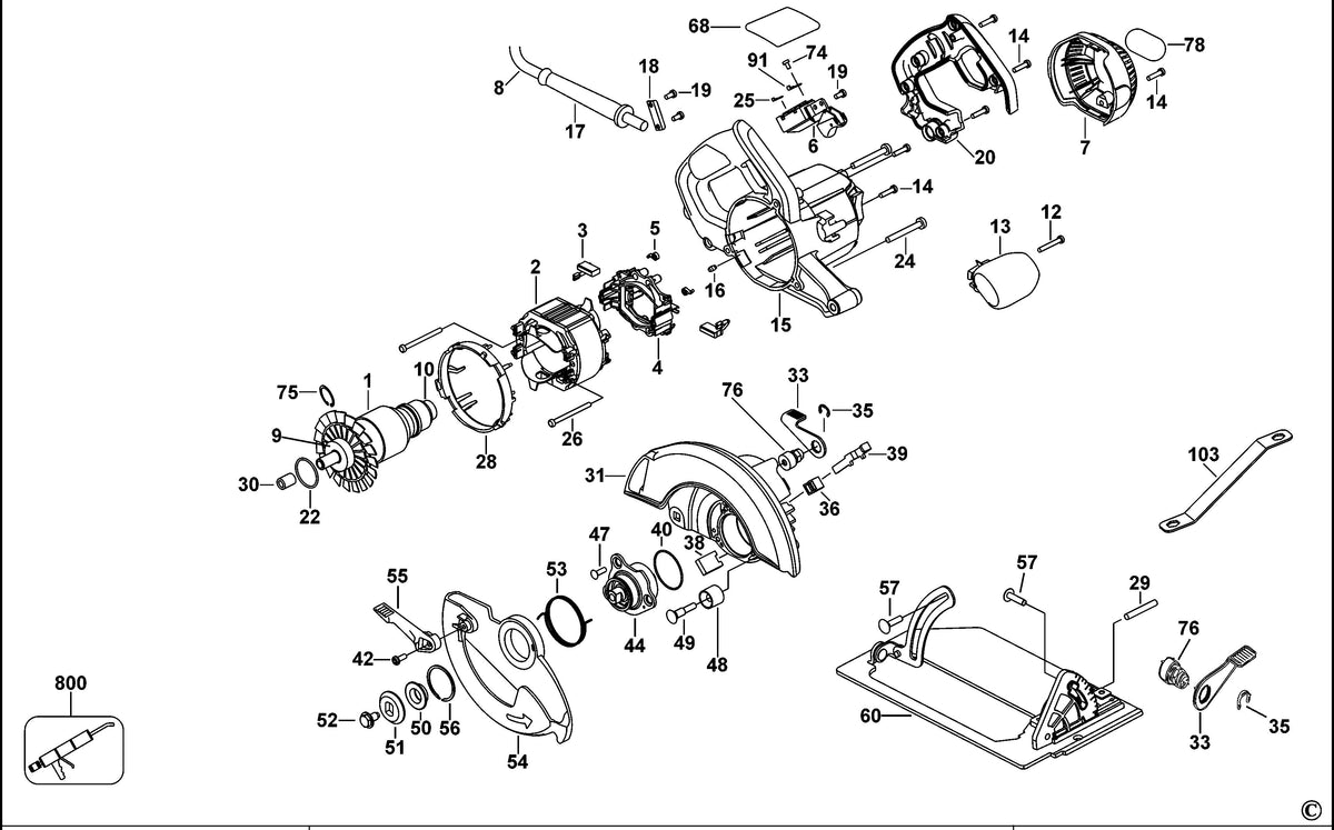 Vue éclatée DeWalt DW368 Type 3 - planche 1