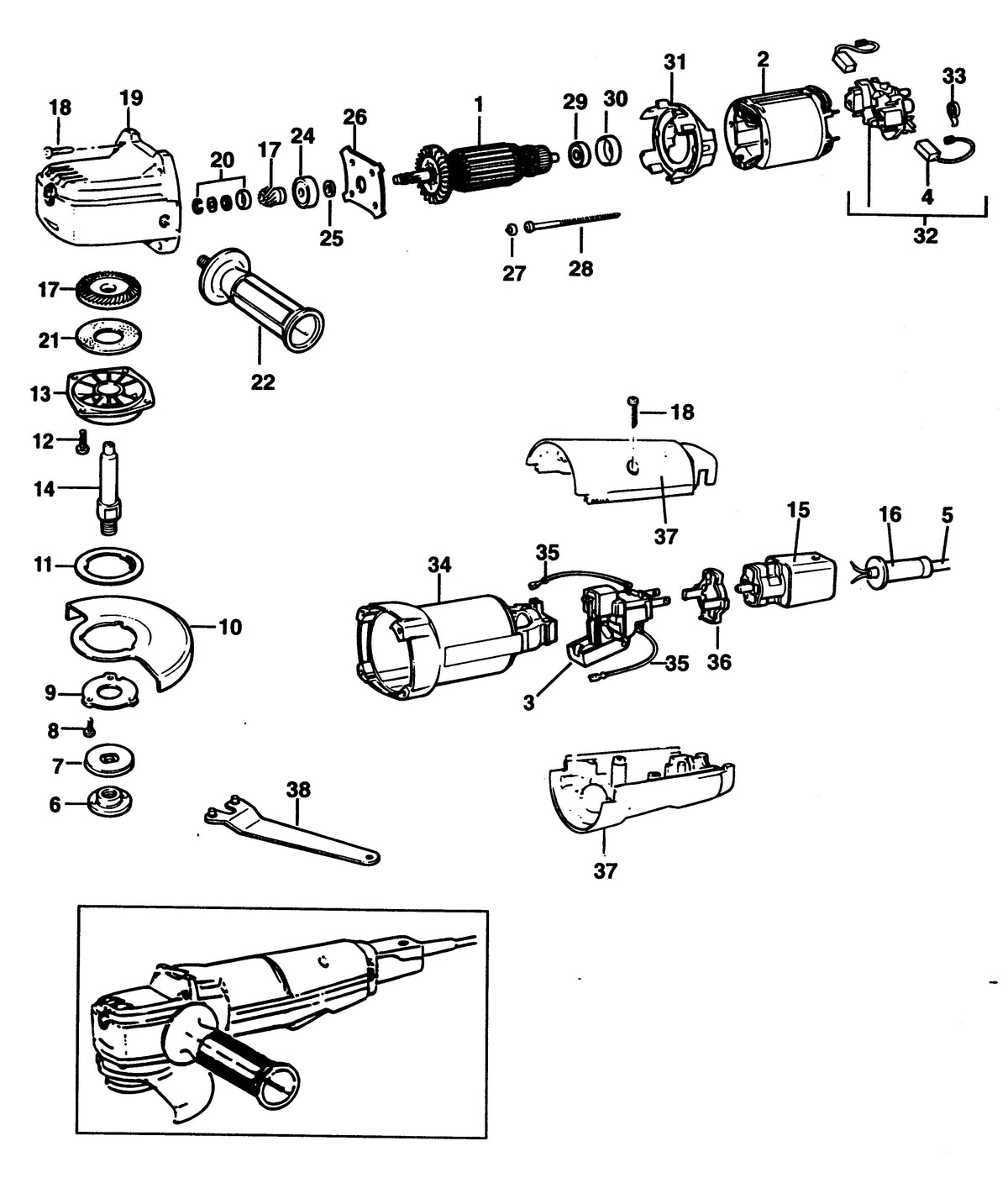 Vue éclatée DeWalt DW405 Type 1 - planche 1