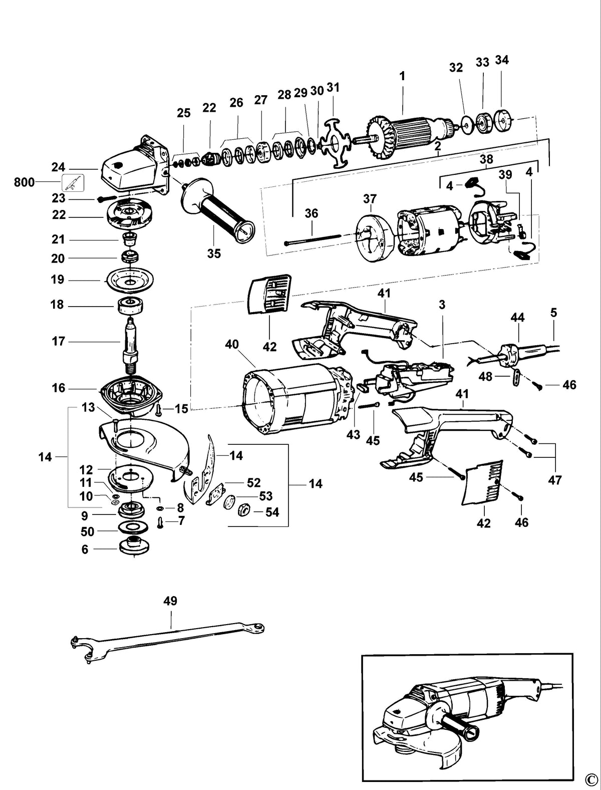 Vue éclatée DeWalt DW432K Type 2 - planche 1