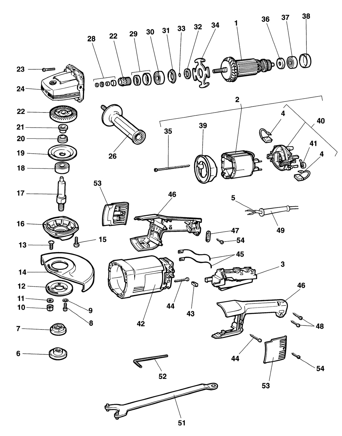 Vue éclatée DeWalt DW474 Type 1 - planche 1