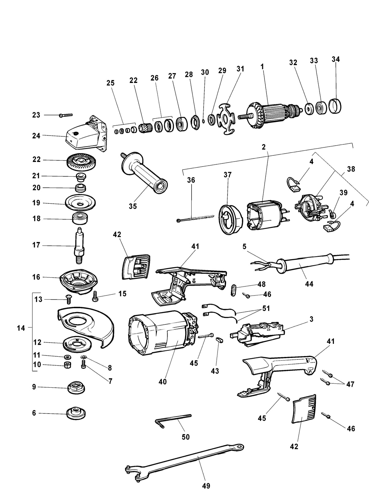 Vue éclatée DeWalt DW490 Type 1 - planche 1