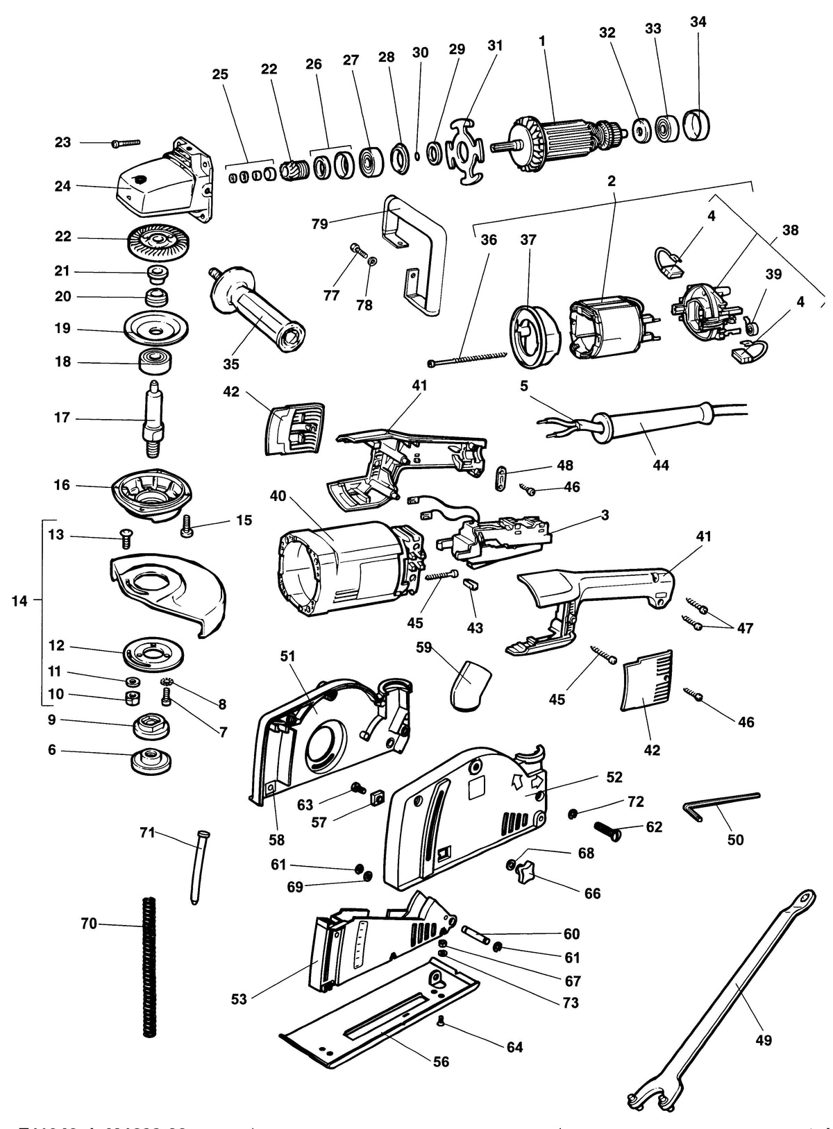 Vue éclatée DeWalt DW491K Type 1 - planche 1