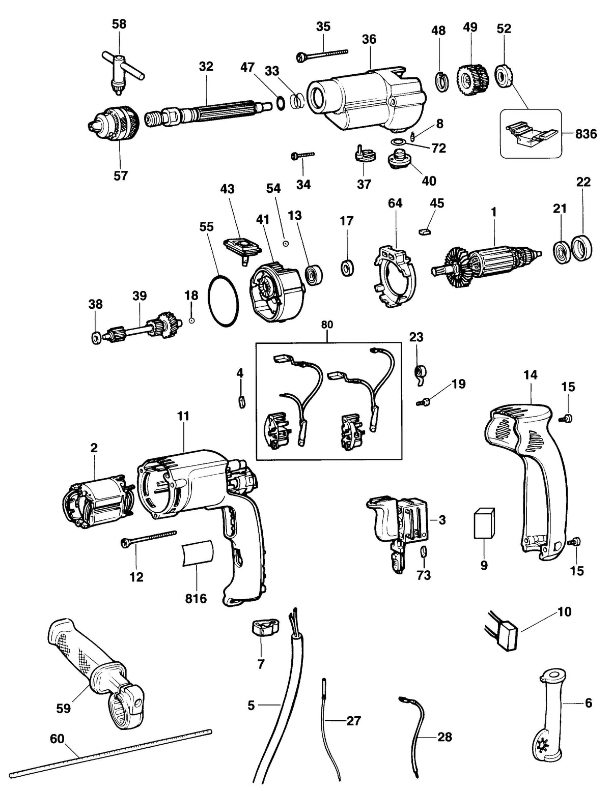 Vue éclatée DeWalt DW501-----C Type 1 - planche 1