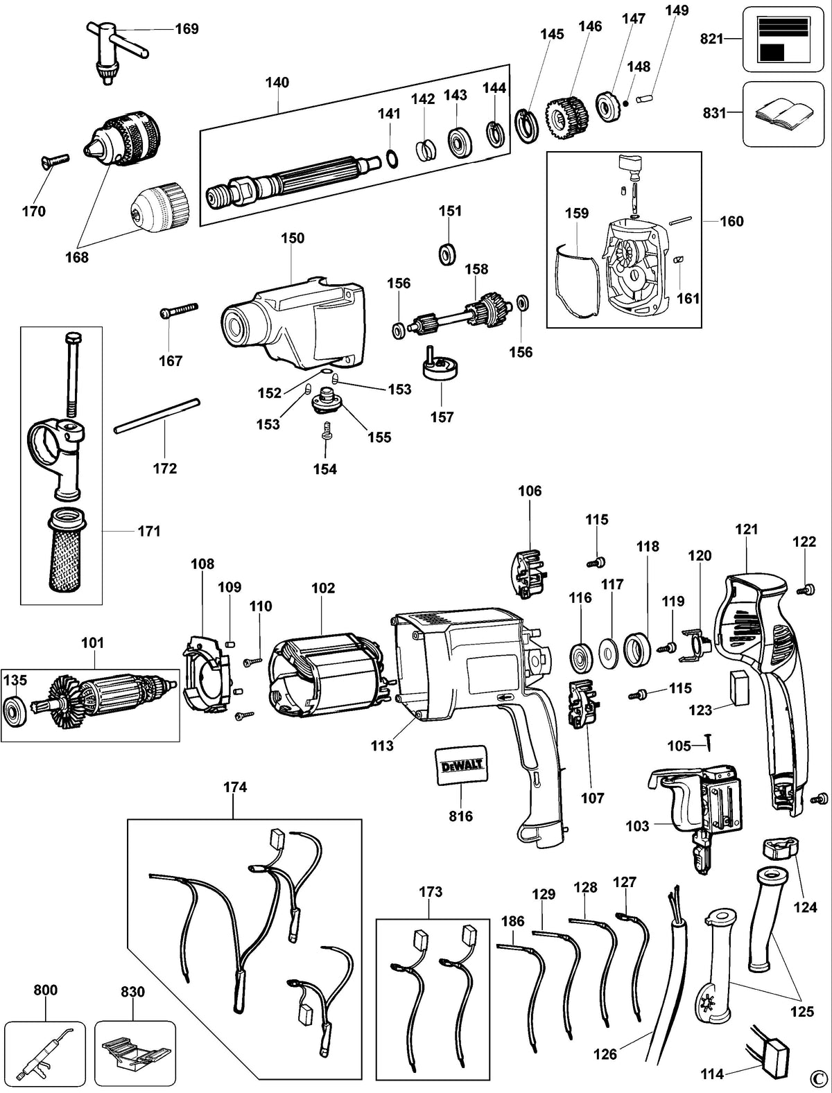 Vue éclatée DeWalt DW515K Type 3 - planche 1