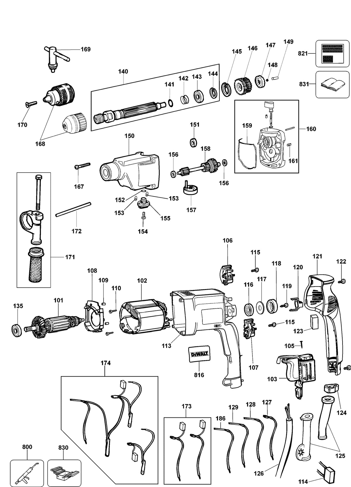 Vue éclatée DeWalt DW515K Type 2 - planche 1