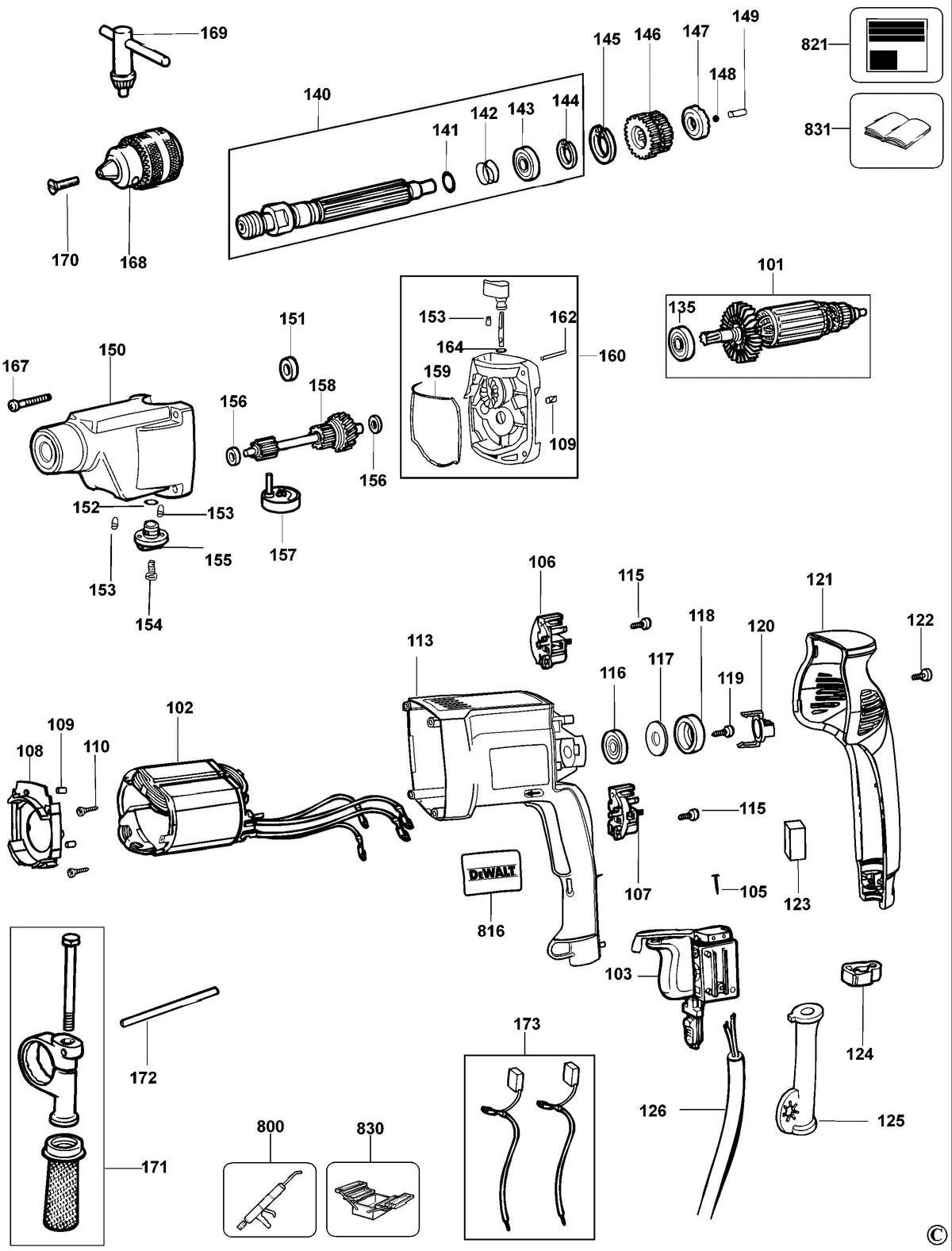 Vue éclatée DeWalt DW515K Type 4 - planche 1