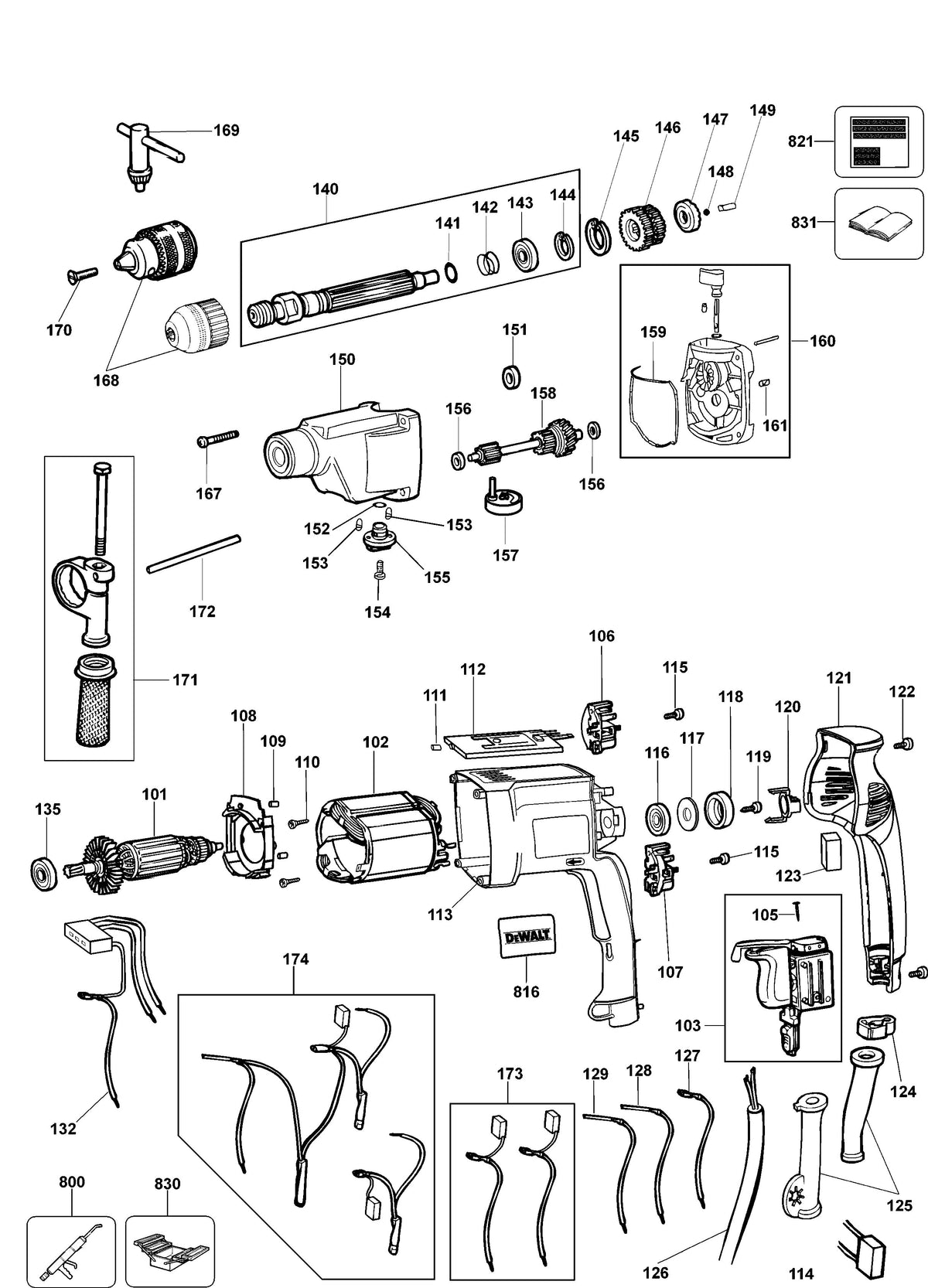 Vue éclatée DeWalt DW515L Type 1 - planche 1