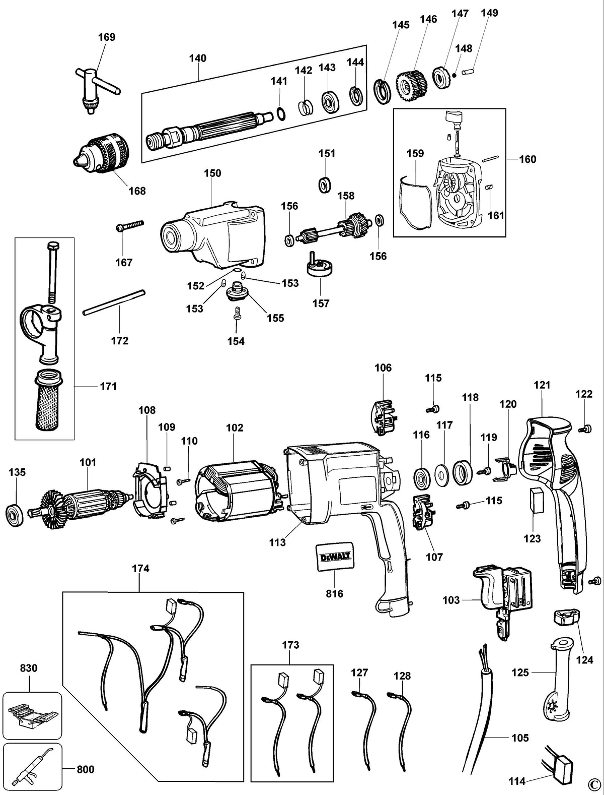 Vue éclatée DeWalt DW518 Type 1 - planche 1