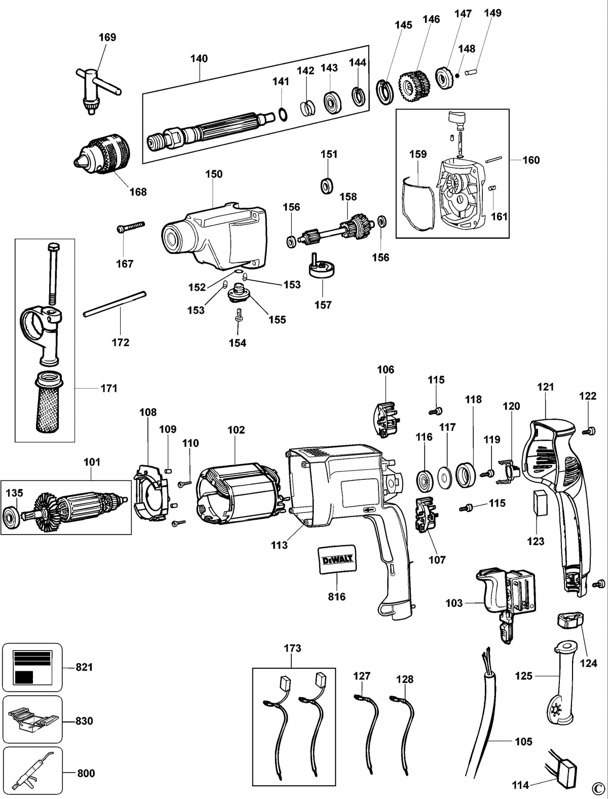 Vue éclatée DeWalt DW518 Type 2 - planche 1