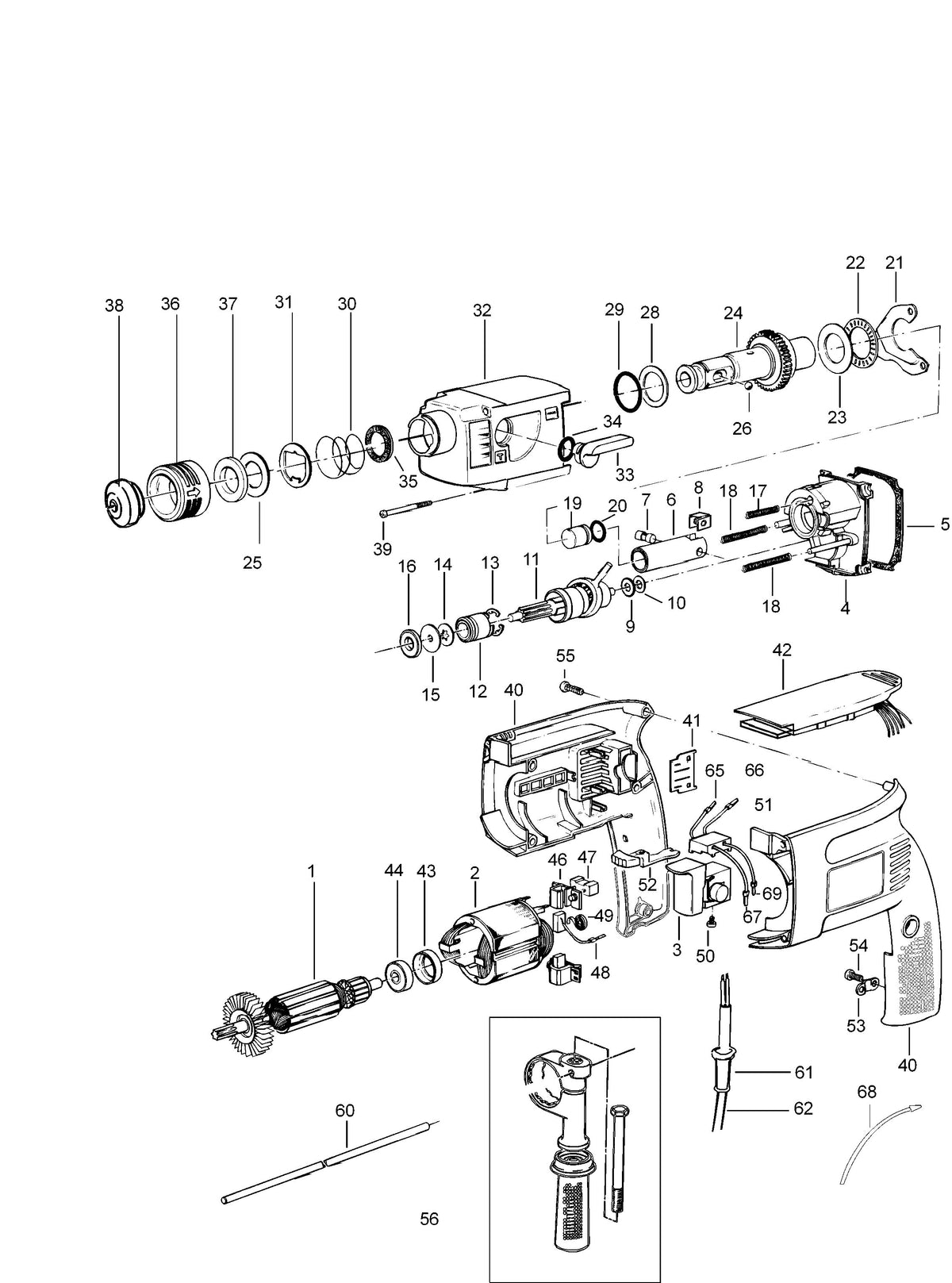 Vue éclatée DeWalt DW523K Type 1 - planche 1