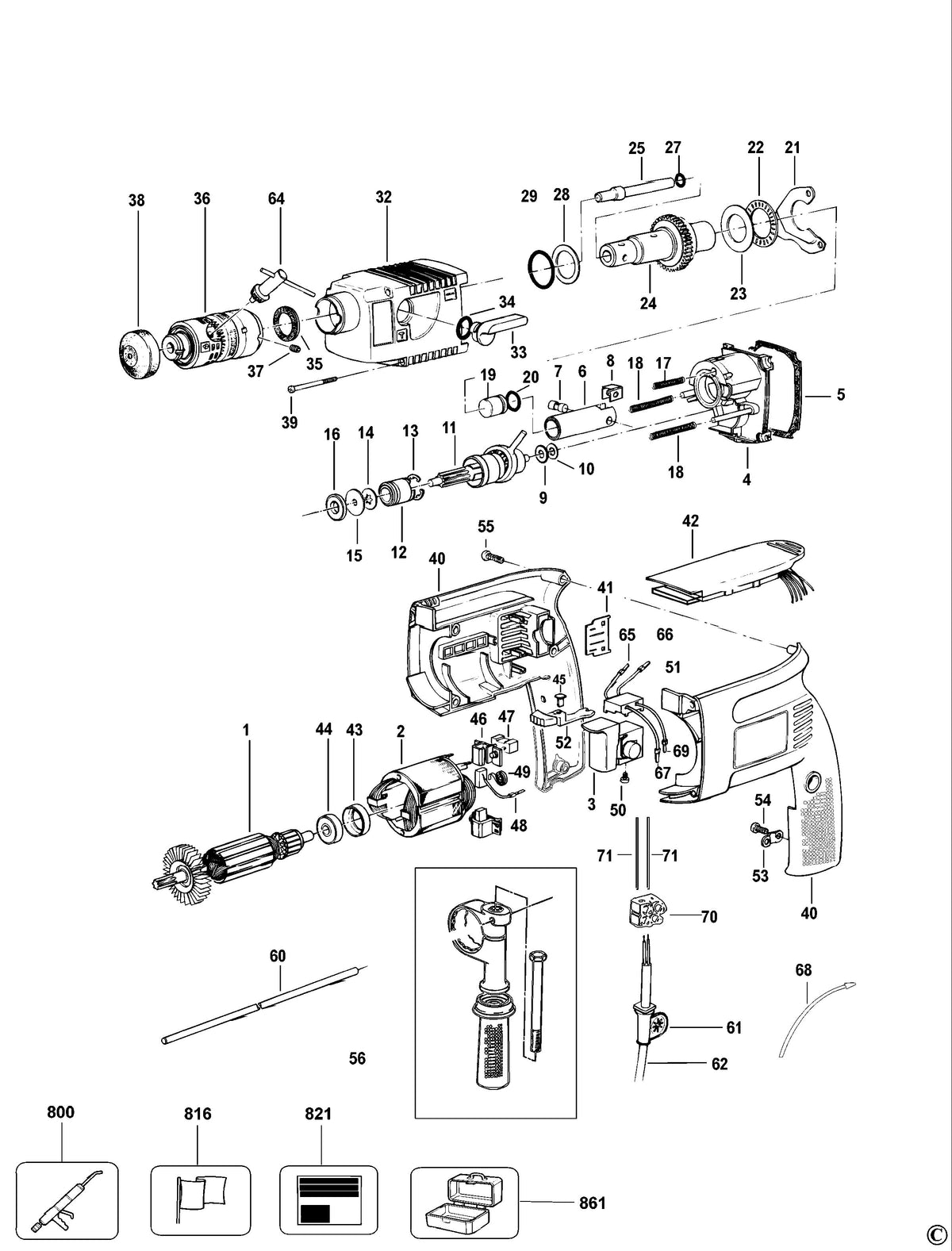 Vue éclatée DeWalt DW553K Type 1 - planche 1