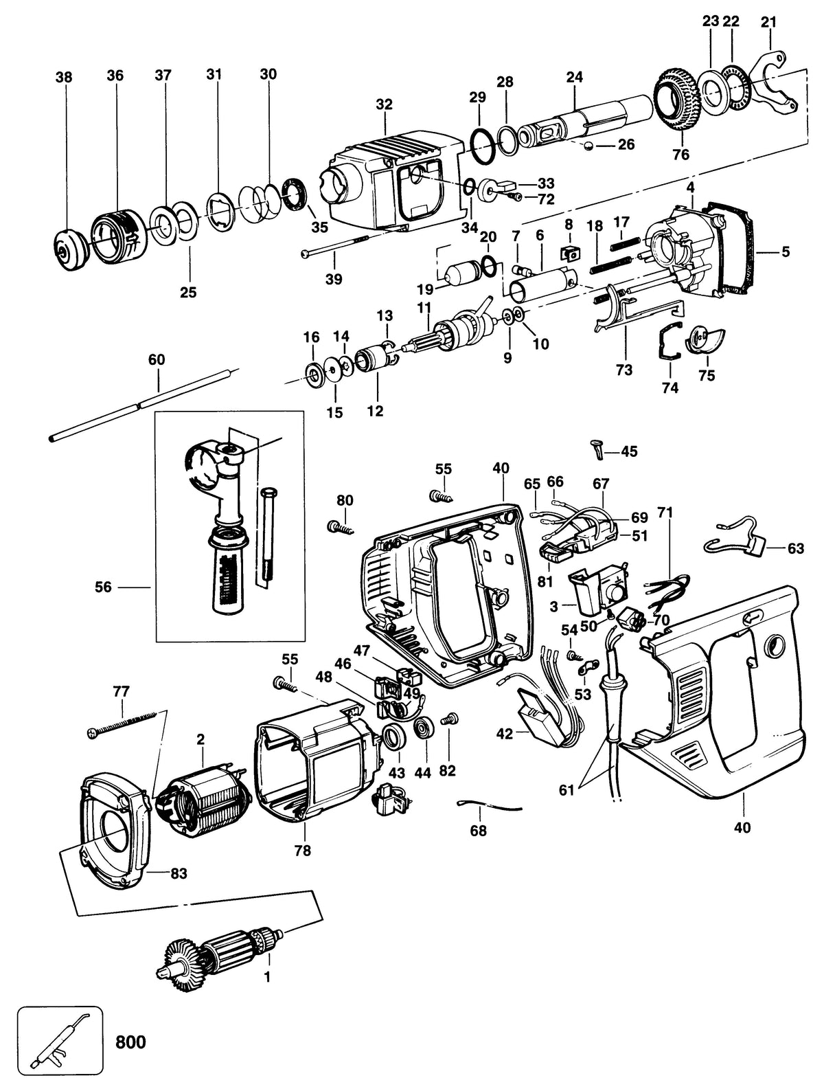 Vue éclatée DeWalt DW557 Type 1 - planche 1