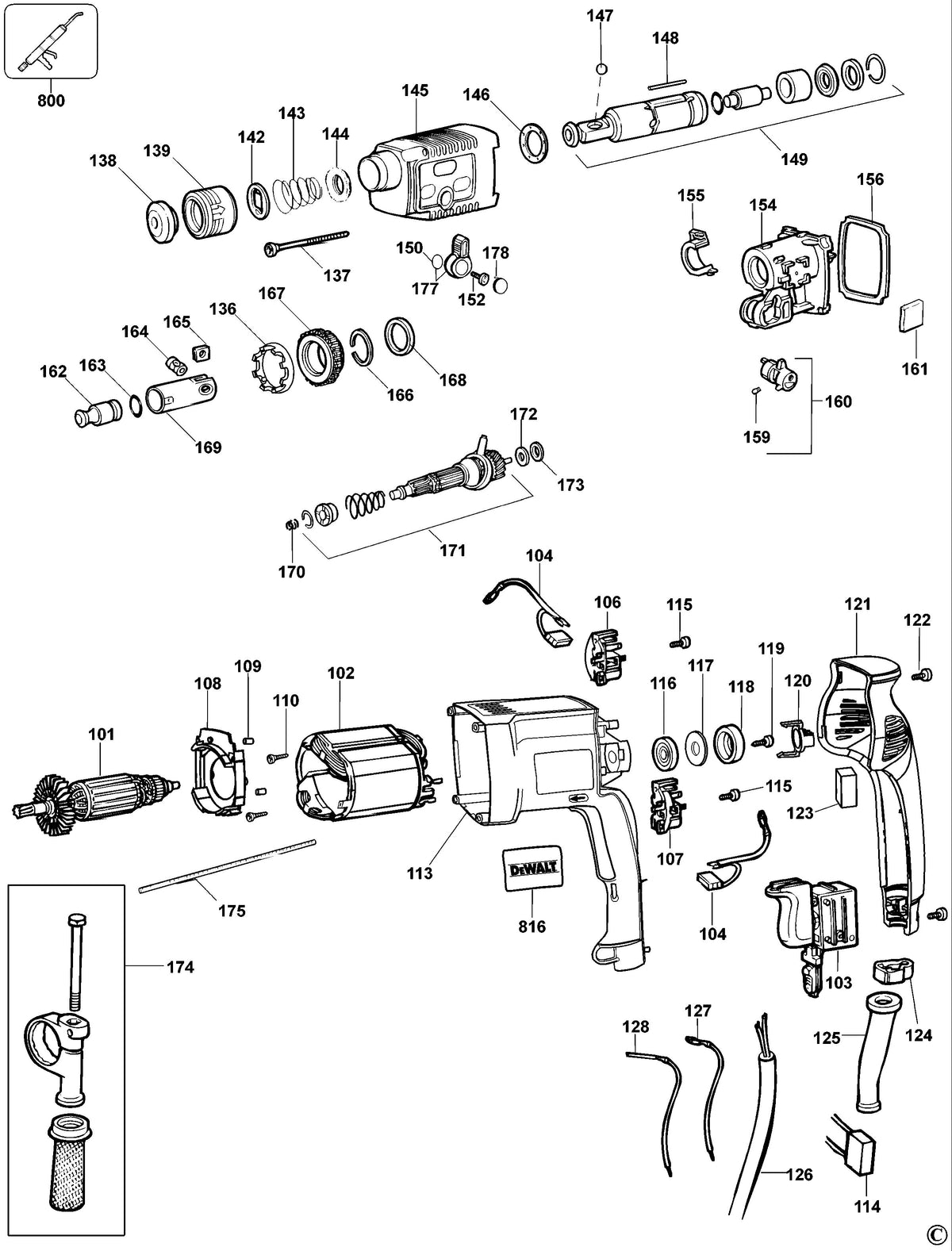 Vue éclatée DeWalt DW561 Type 3 - planche 1