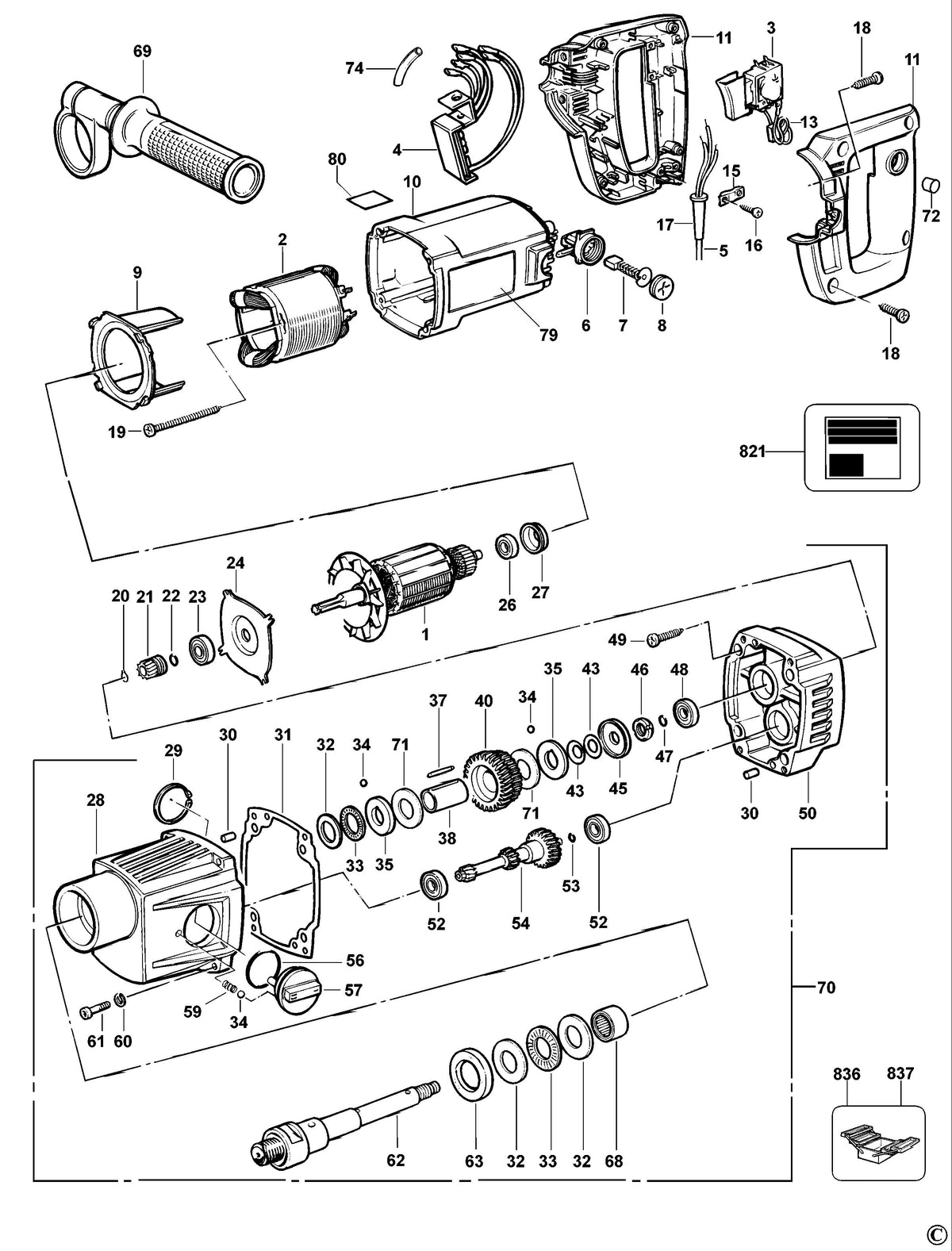 Vue éclatée DeWalt DW581EK Type 1 - planche 1