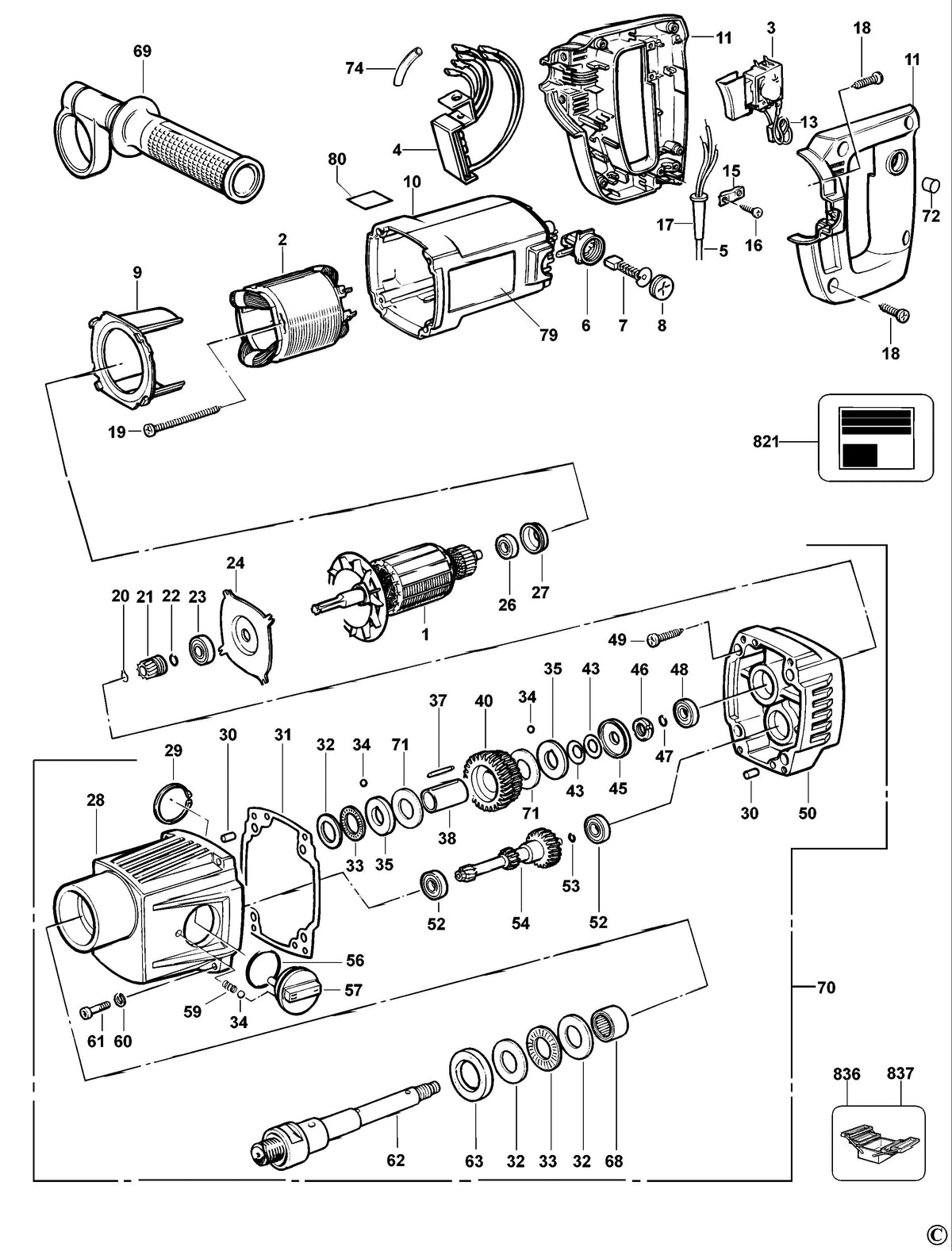 Vue éclatée DeWalt DW581EK Type 2 - planche 1
