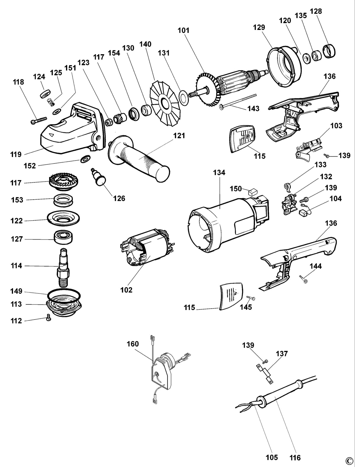 Vue éclatée DeWalt DW632 Type 1 - planche 1