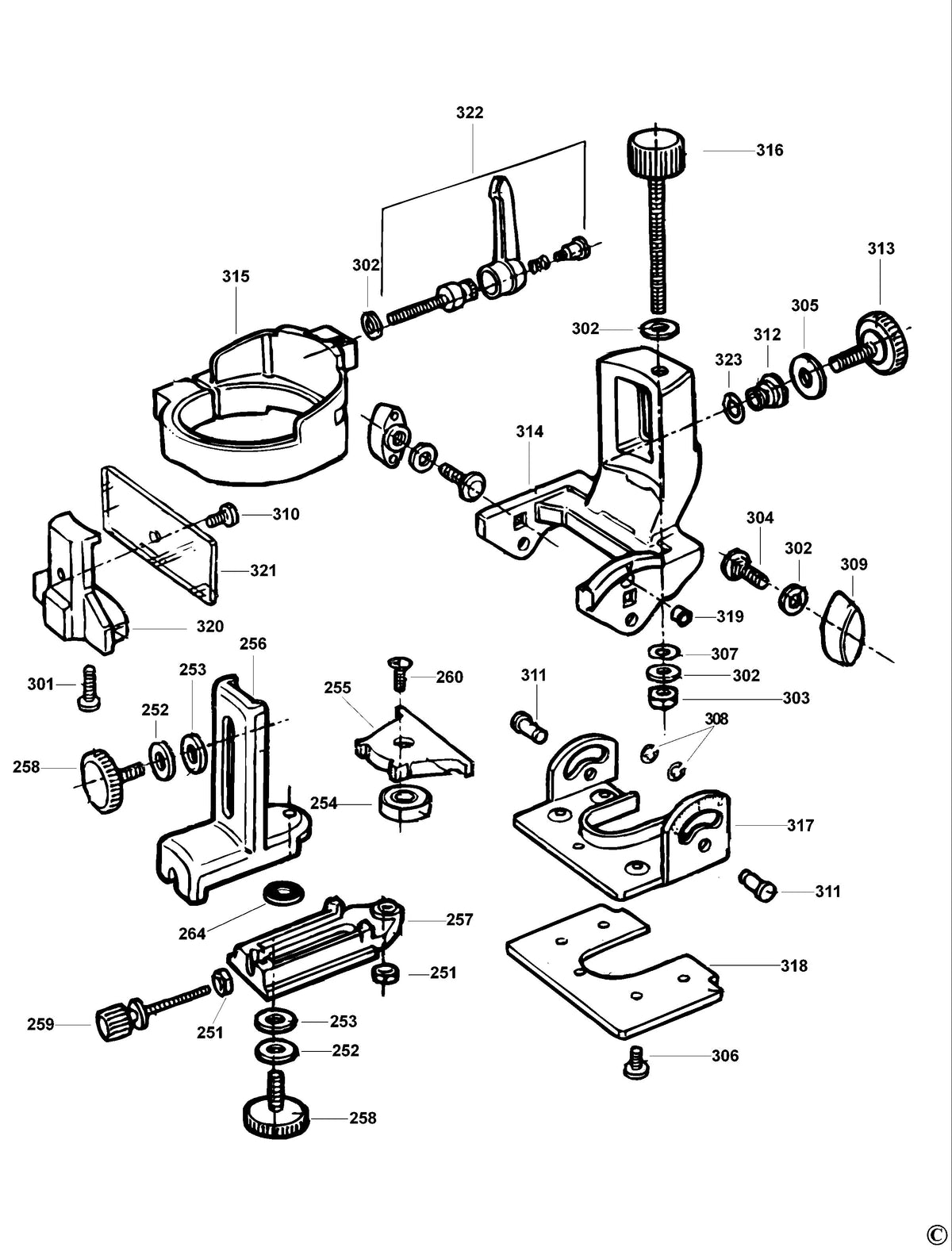 Vue éclatée DeWalt DW6706 Type 1A - planche 1