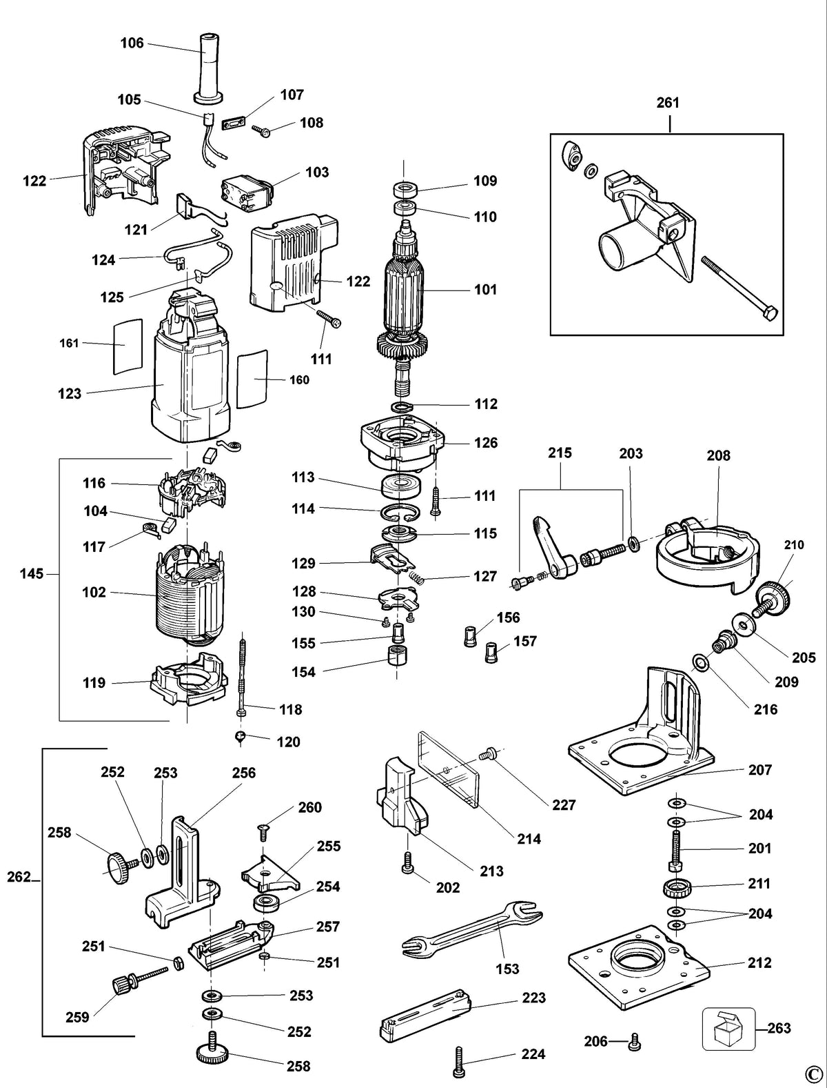 Vue éclatée DeWalt DW670 Type 1 - EU - planche 1