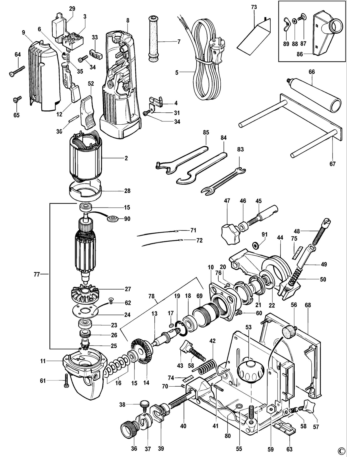 Vue éclatée DeWalt DW685K Type 3 - planche 1