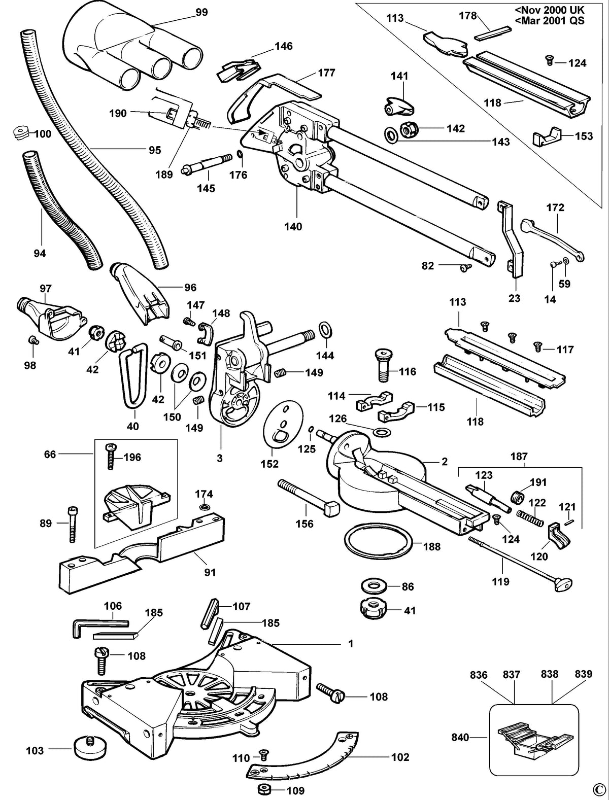 Vue éclatée DeWalt DW707 Type 1 - planche 2