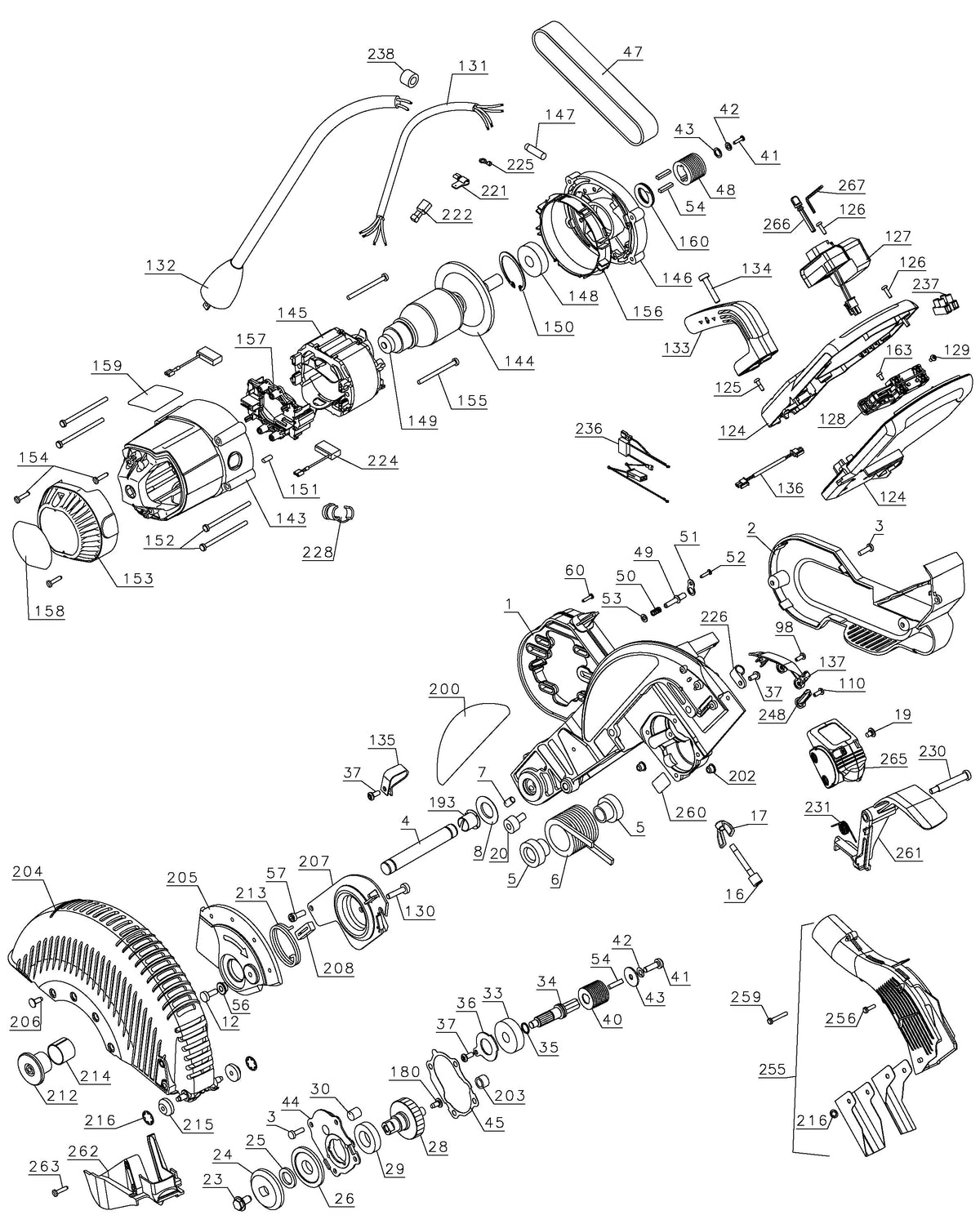 Vue éclatée DeWalt DW717XPS Type 2 - planche 2