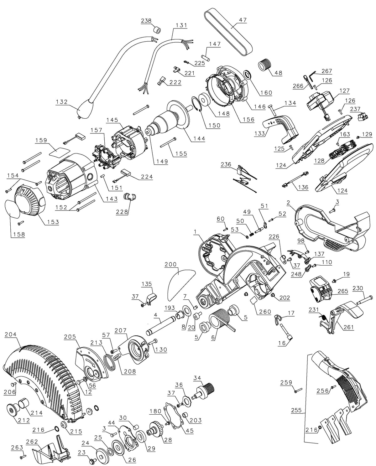 Vue éclatée DeWalt DW717XPS Type 3 - planche 1