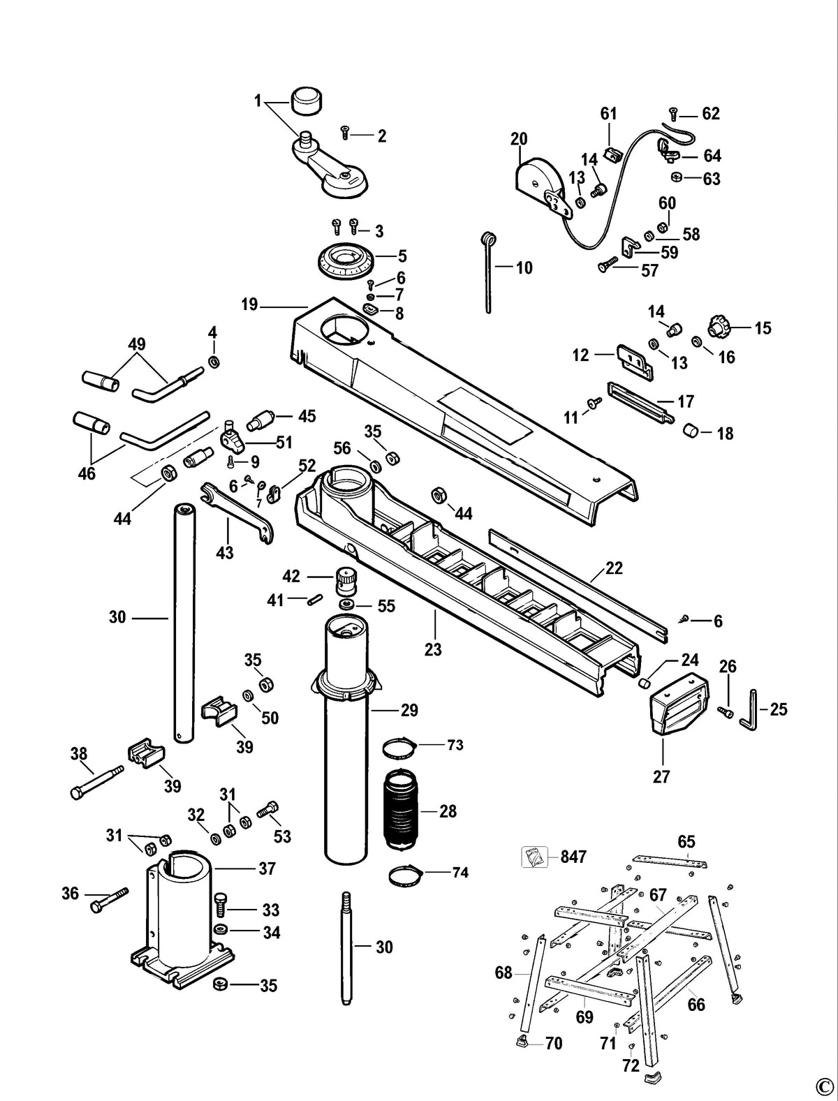 Vue éclatée DeWalt DW720 Type 1 - planche 2
