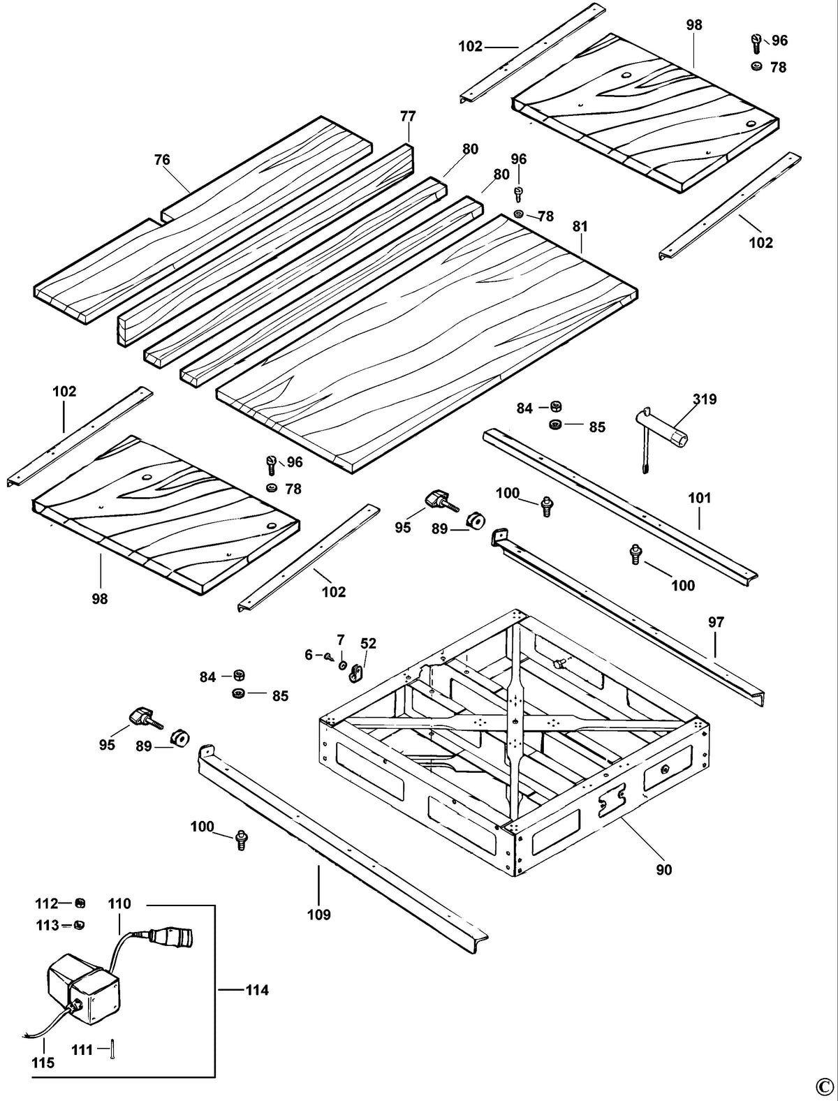 Vue éclatée DeWalt DW722 Type 2 - planche 7