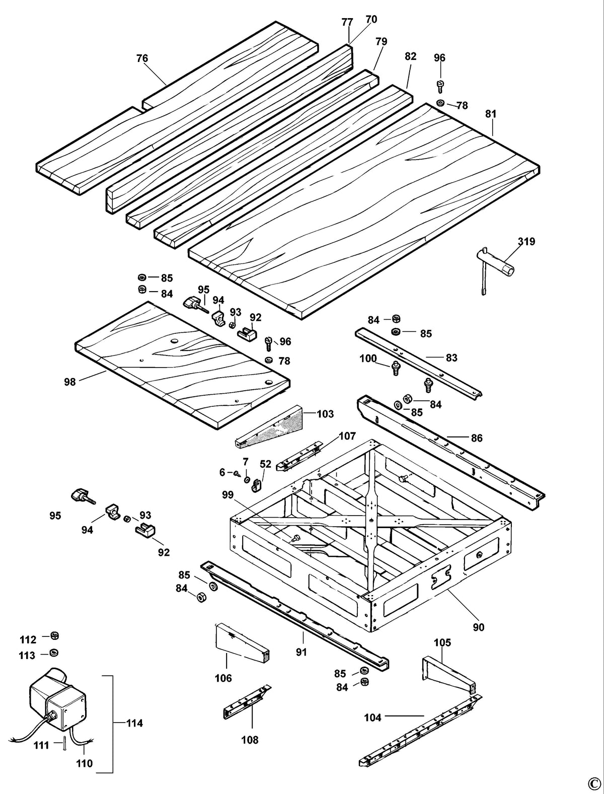 Vue éclatée DeWalt DW722 Type 1 - planche 3