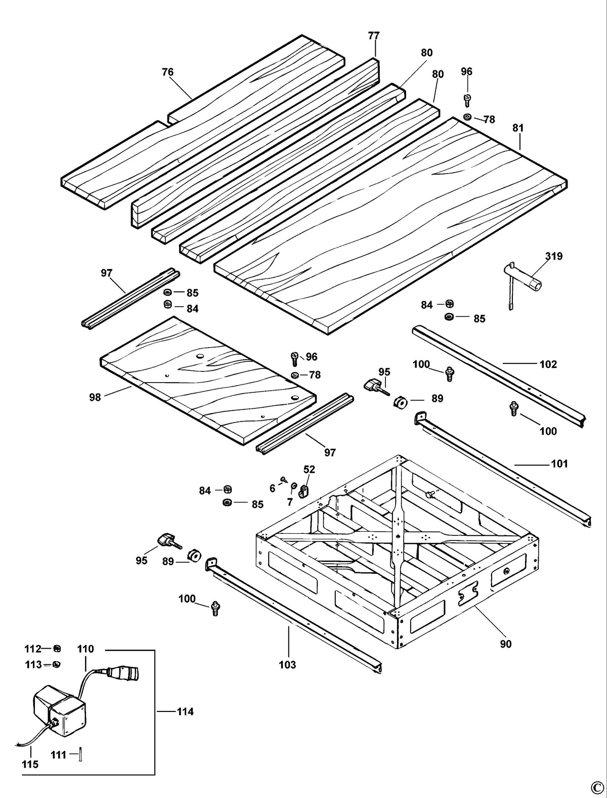 Vue éclatée DeWalt DW725 Type A3 - planche 4
