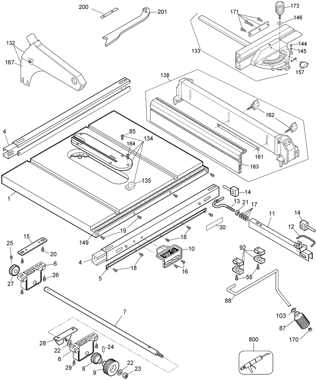 Vue éclatée DeWalt DW744XP Type 1 - planche 1