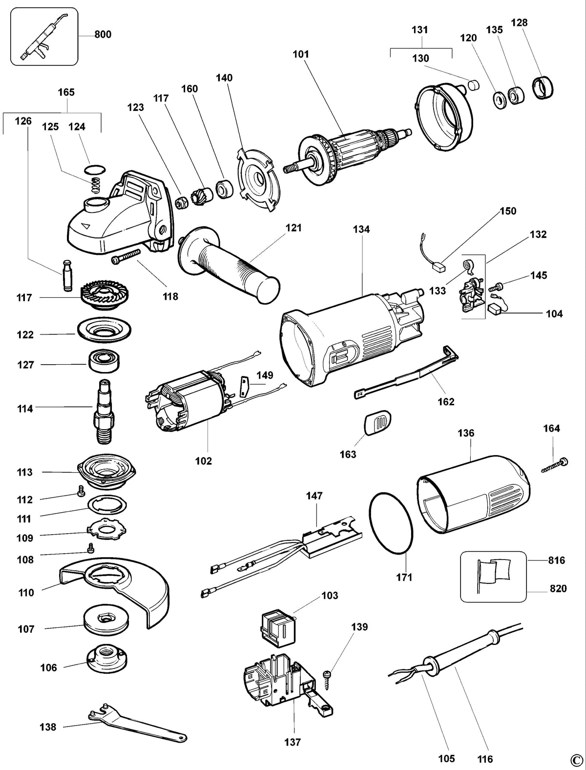 Vue éclatée DeWalt DW822 Type 4 - planche 1
